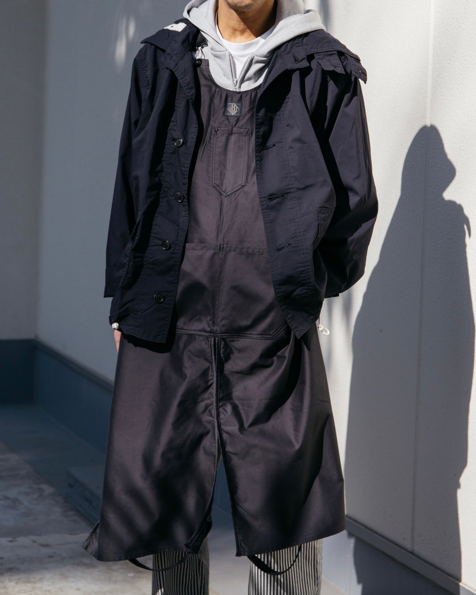 #1114R-RS NAVY Parka 3-R : poly feather ripstop black