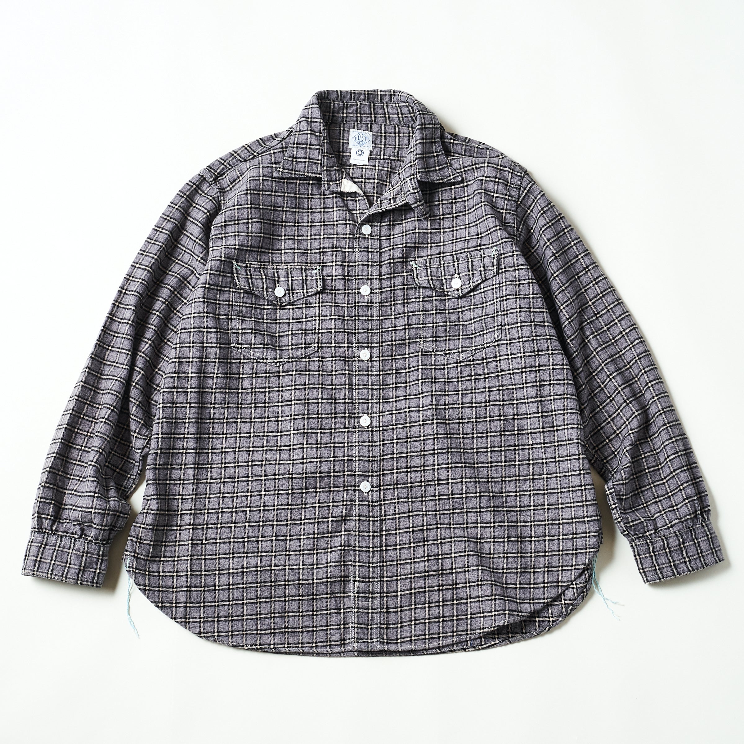 #3216-FP2 The NAVY CUT 2 : cotton flannel plaid grey heather