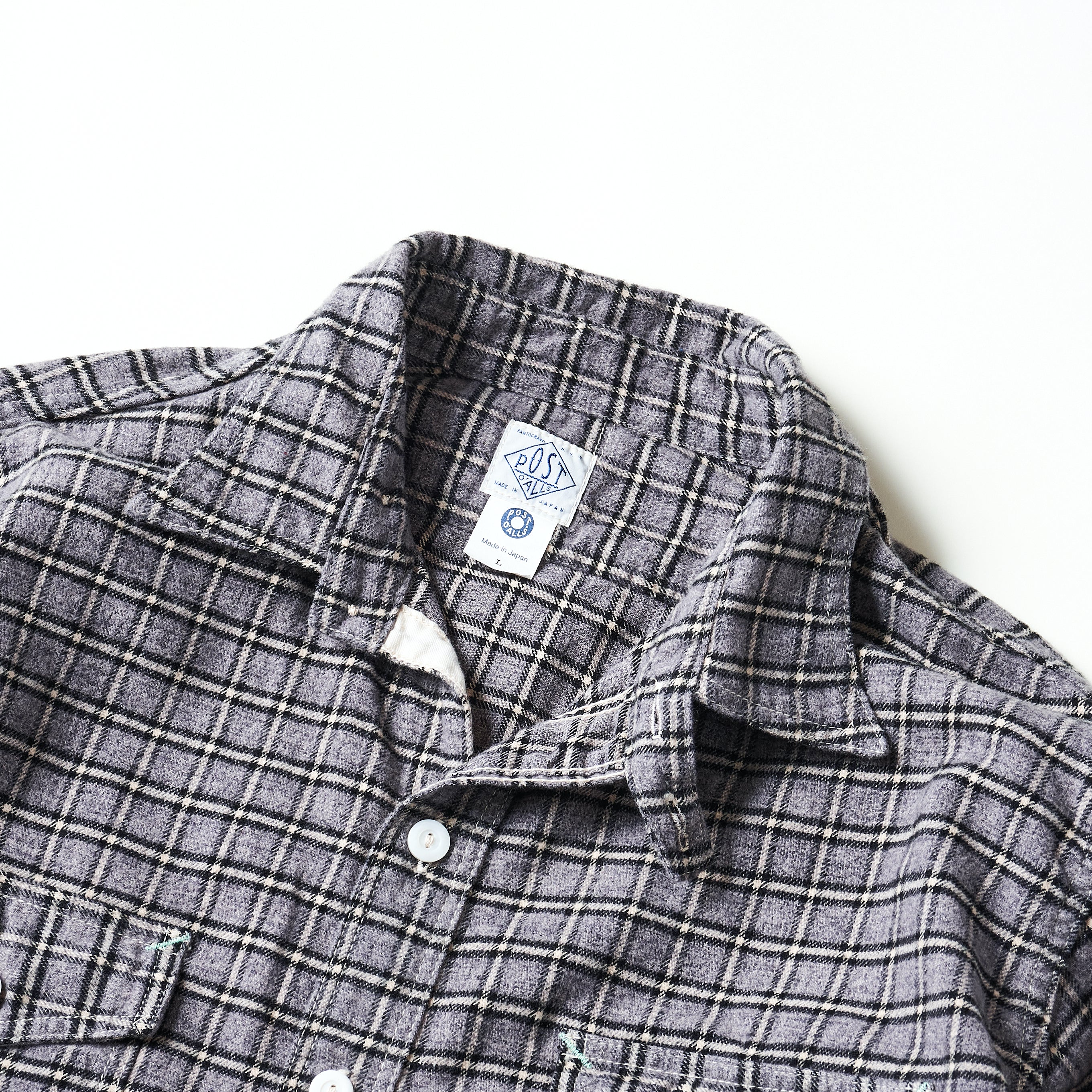 #3216-FP2 The NAVY CUT 2 : cotton flannel plaid grey heather