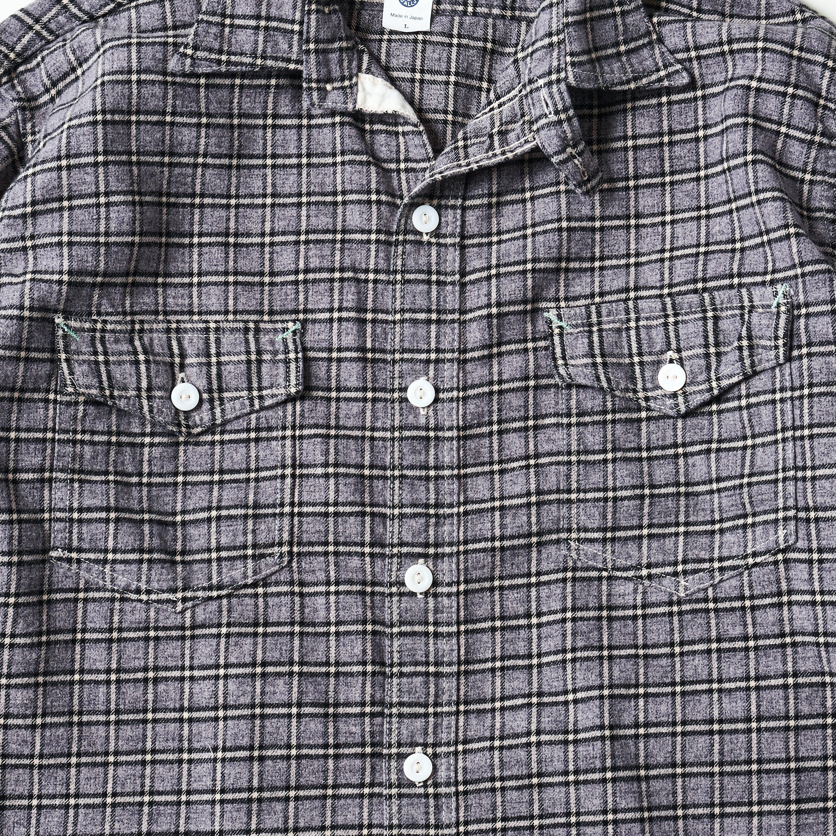 #3216-FP2 The NAVY CUT 2 : cotton flannel plaid grey heather
