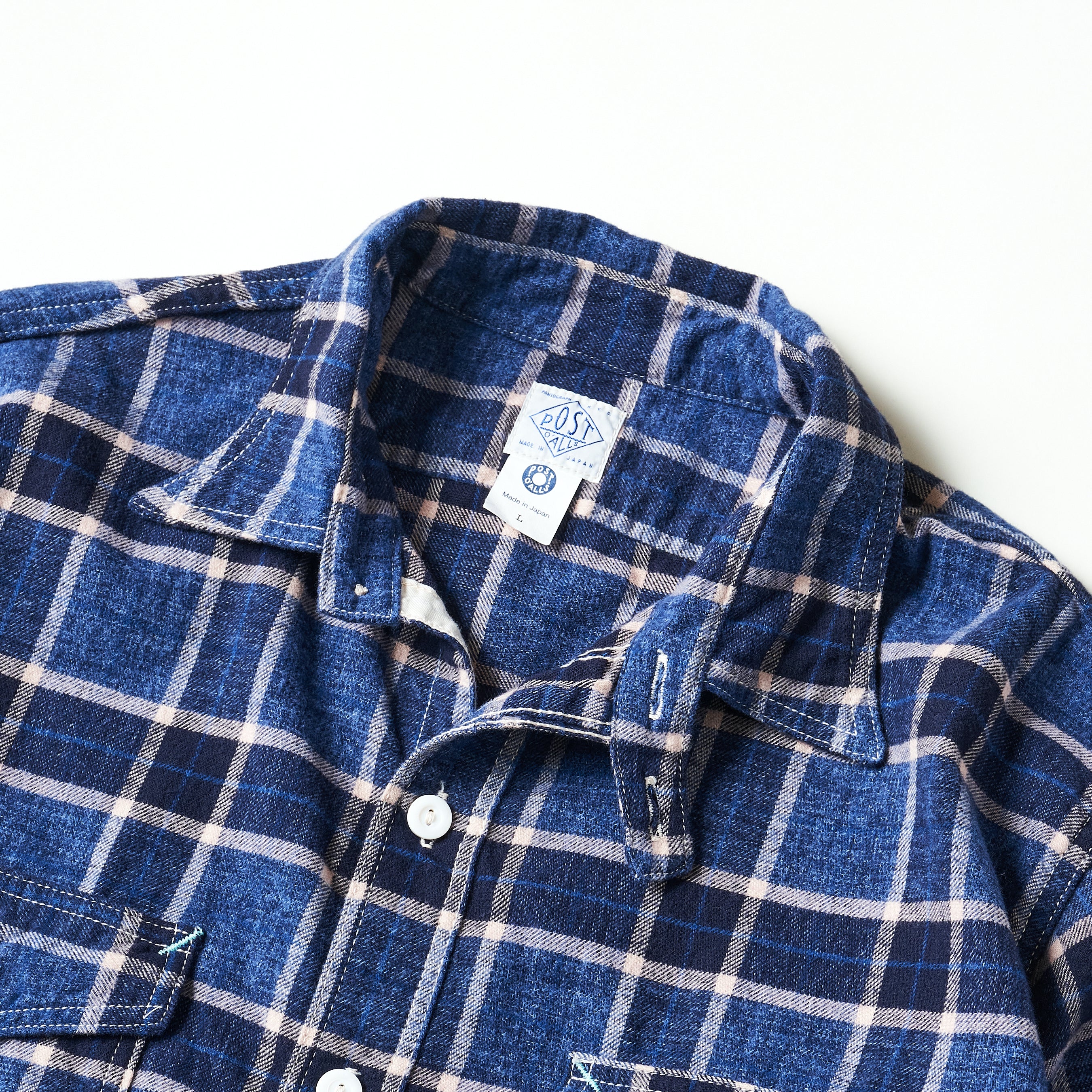 #3216-FP1 The NAVY CUT 2 : cotton flannel plaid indigo heather