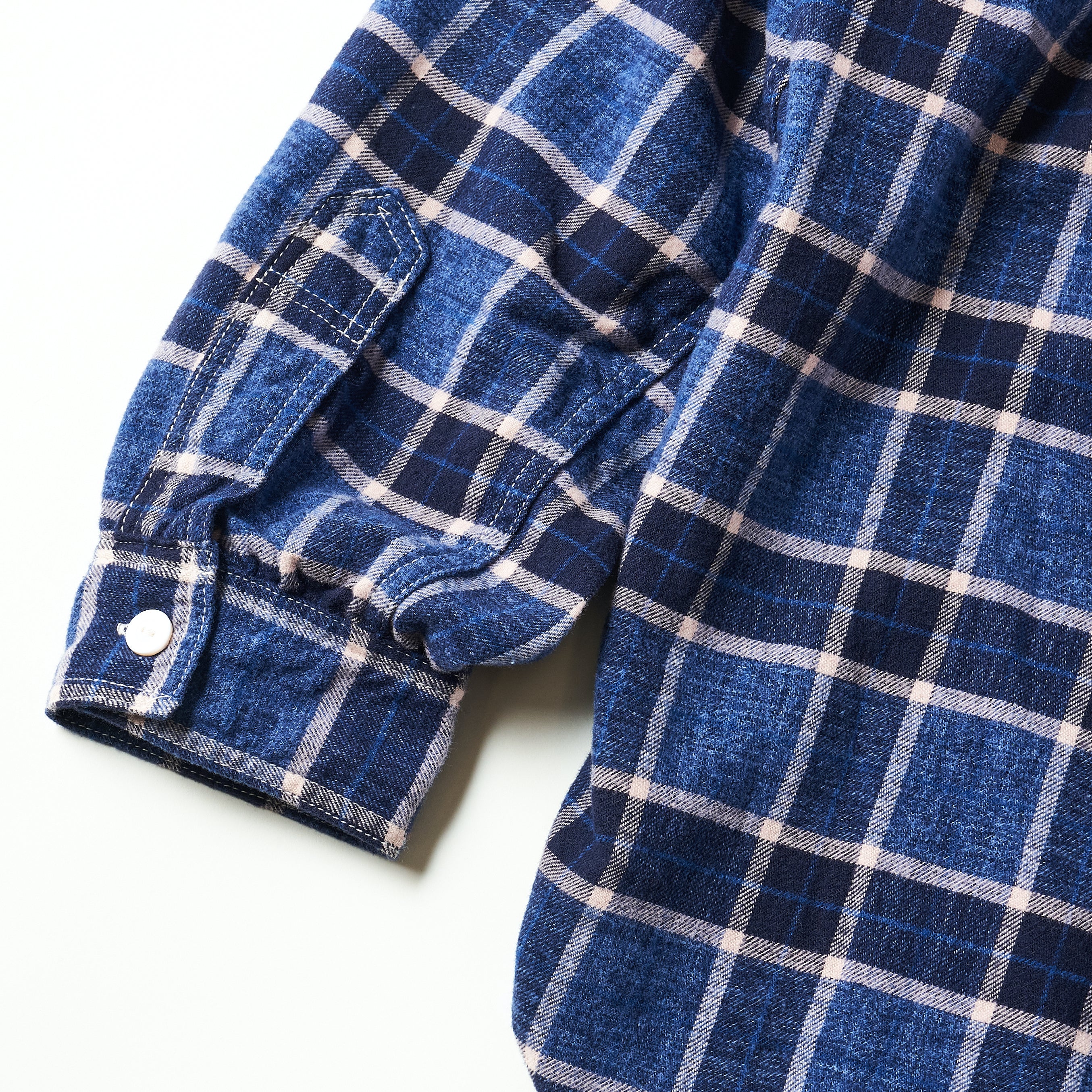 #3216-FP1 The NAVY CUT 2 : cotton flannel plaid indigo heather