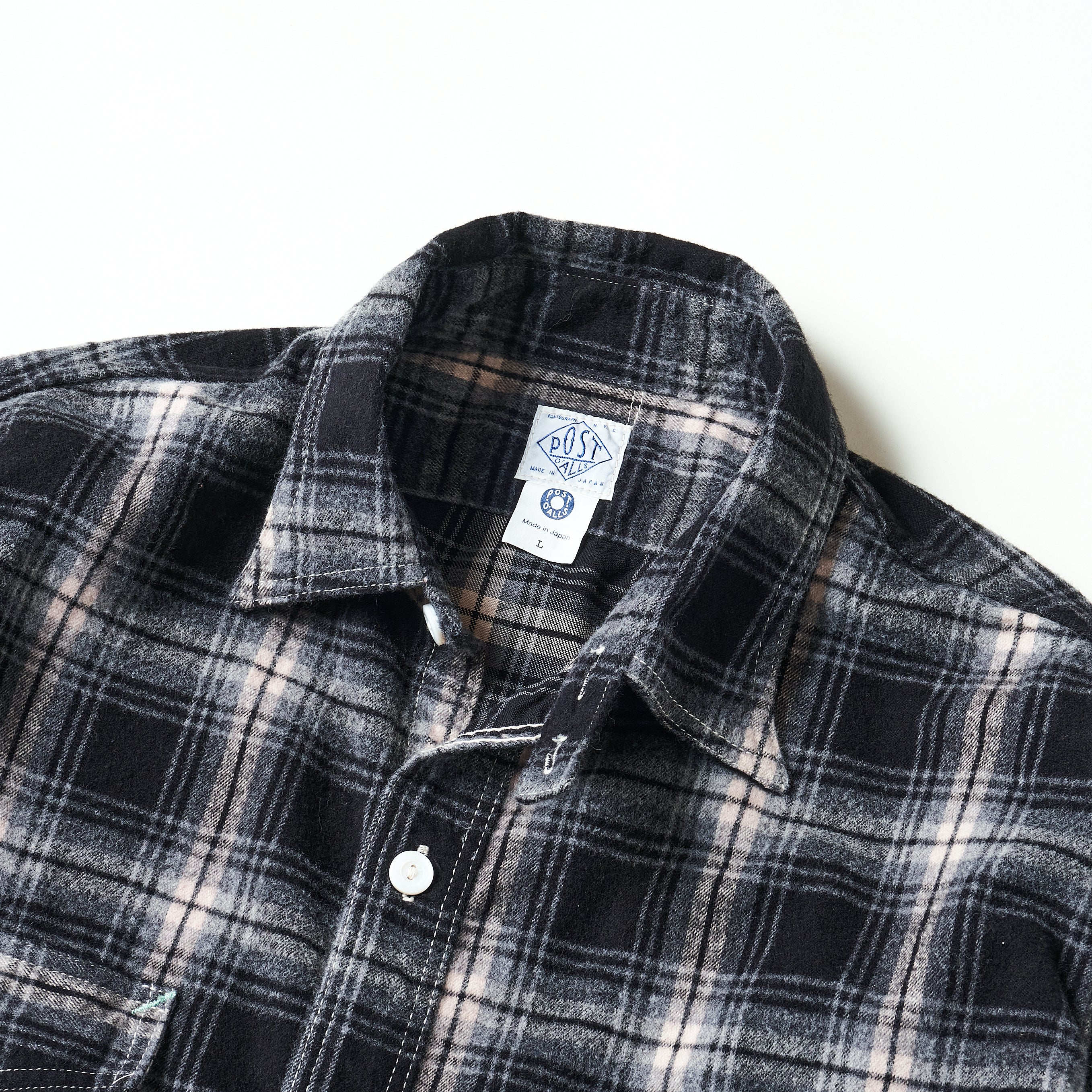 #3216-FP3 The NAVY CUT 2 : cotton flannel plaid black