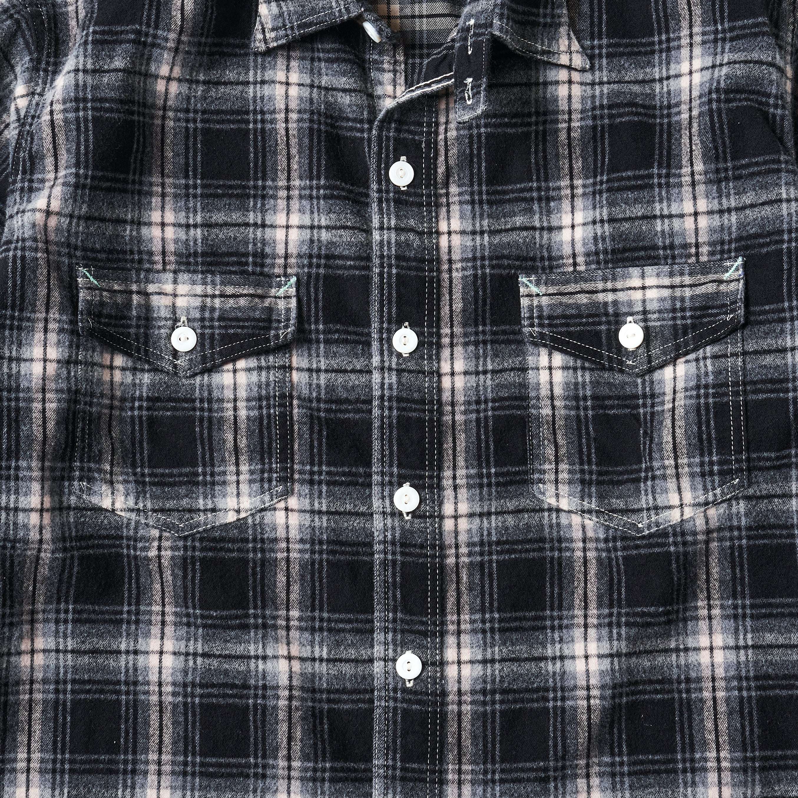 #3216-FP3 The NAVY CUT 2 : cotton flannel plaid black