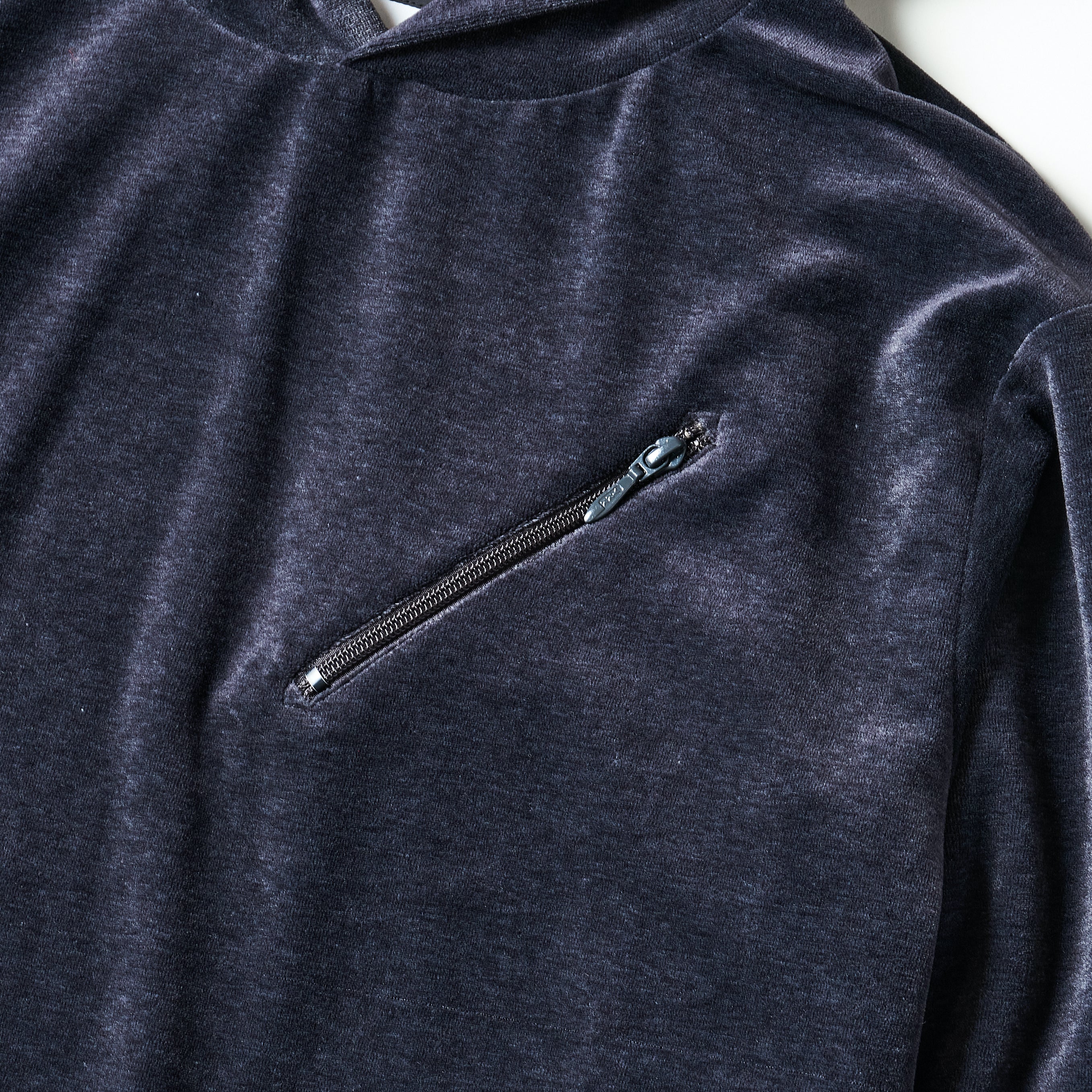 #3613-V1 E-Z Hoodie LLC 2 : poly/cotton velour blue grey