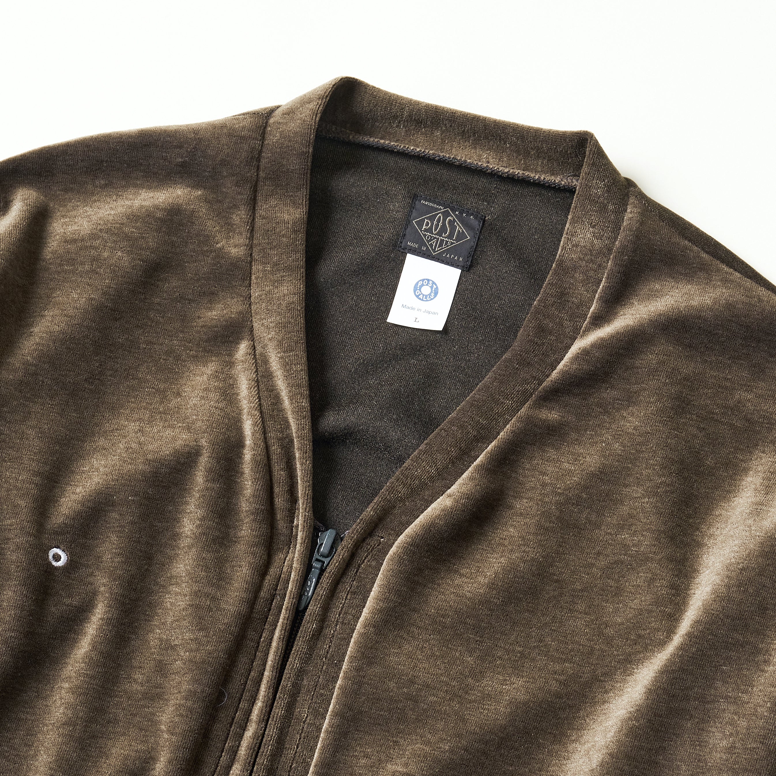 #3609-V2 E-Z Zip Cardigan : poly/cotton velour moss