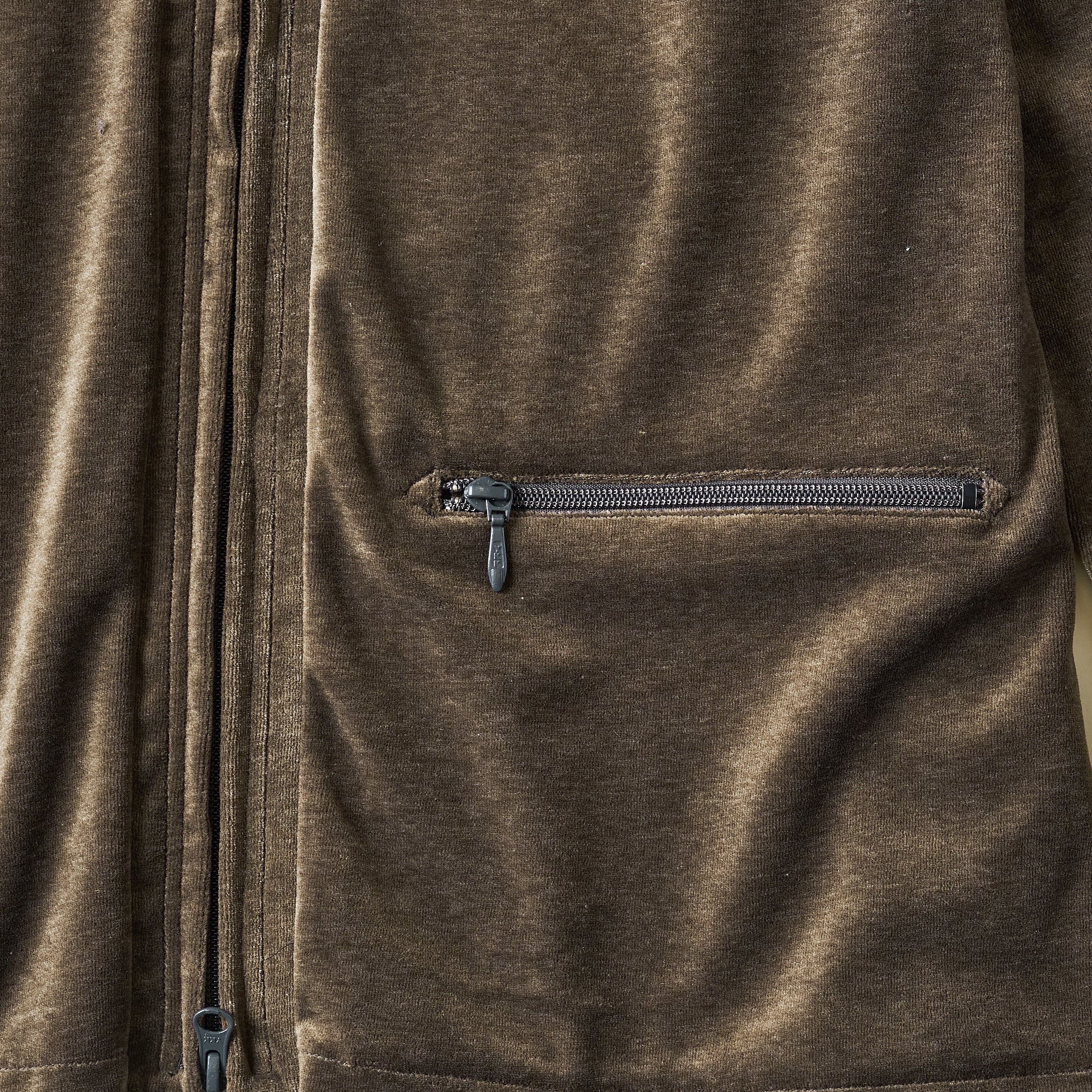 #3609-V2 E-Z Zip Cardigan : poly/cotton velour moss