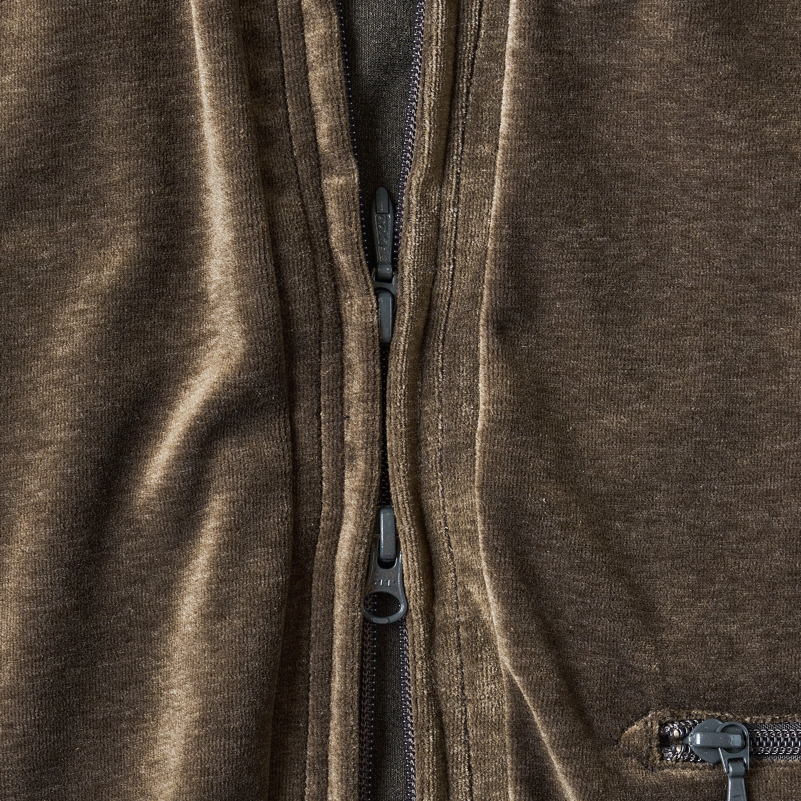 #3609-V2 E-Z Zip Cardigan : poly/cotton velour moss