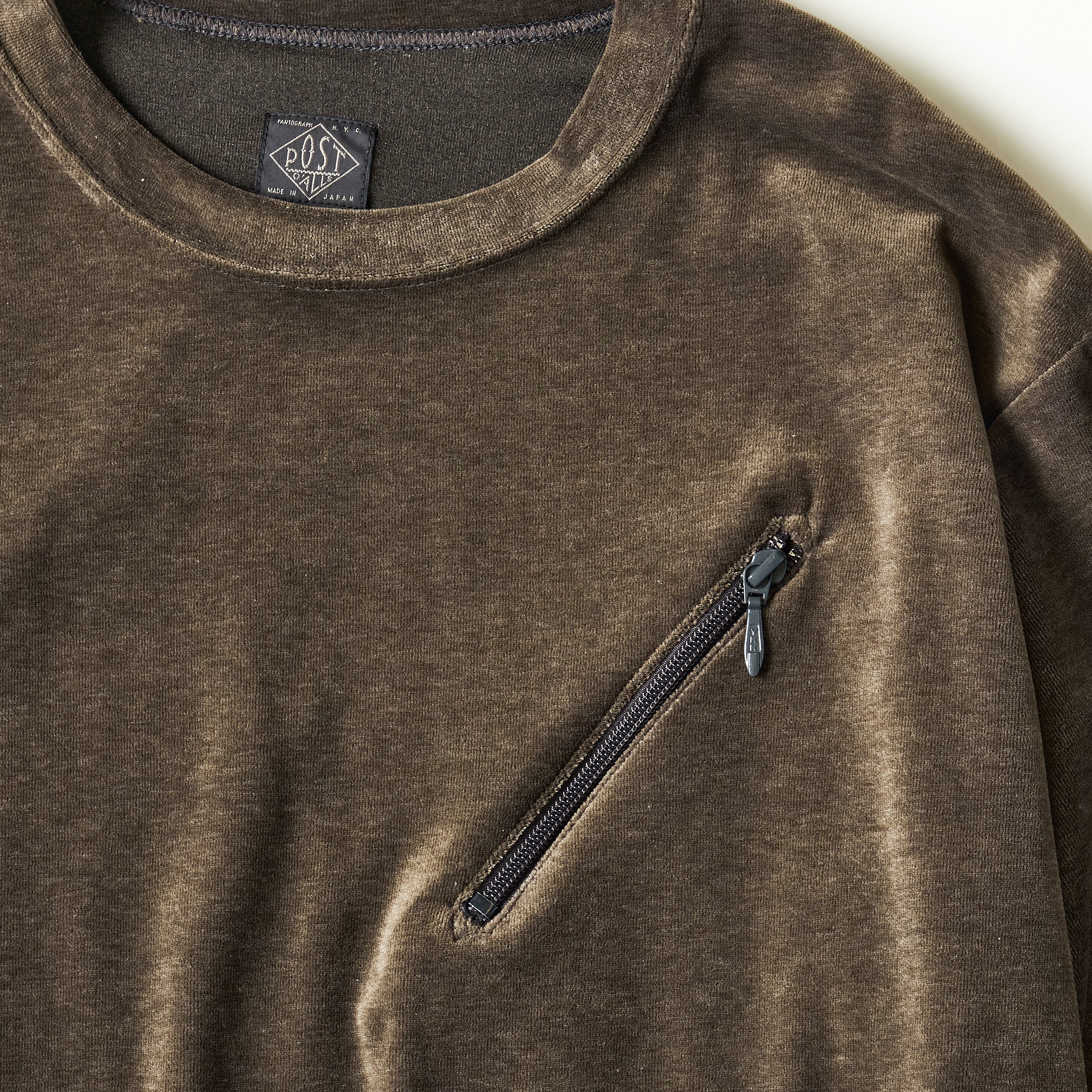#3612-V2 E-Z Long Sleeve Tee 2 : poly/cotton velour moss