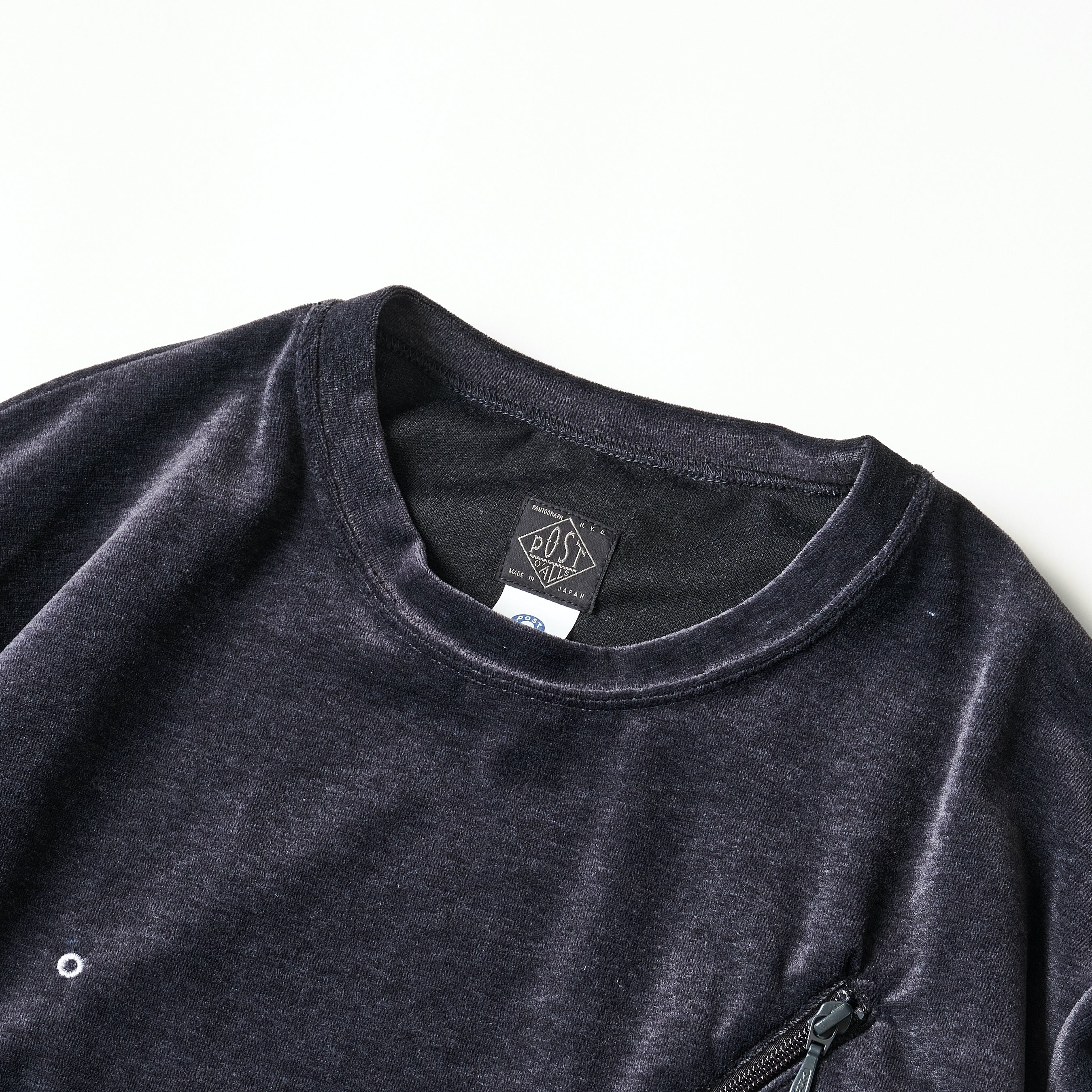 #3612-V1 E-Z Long Sleeve Tee 2 : poly/cotton velour blue grey