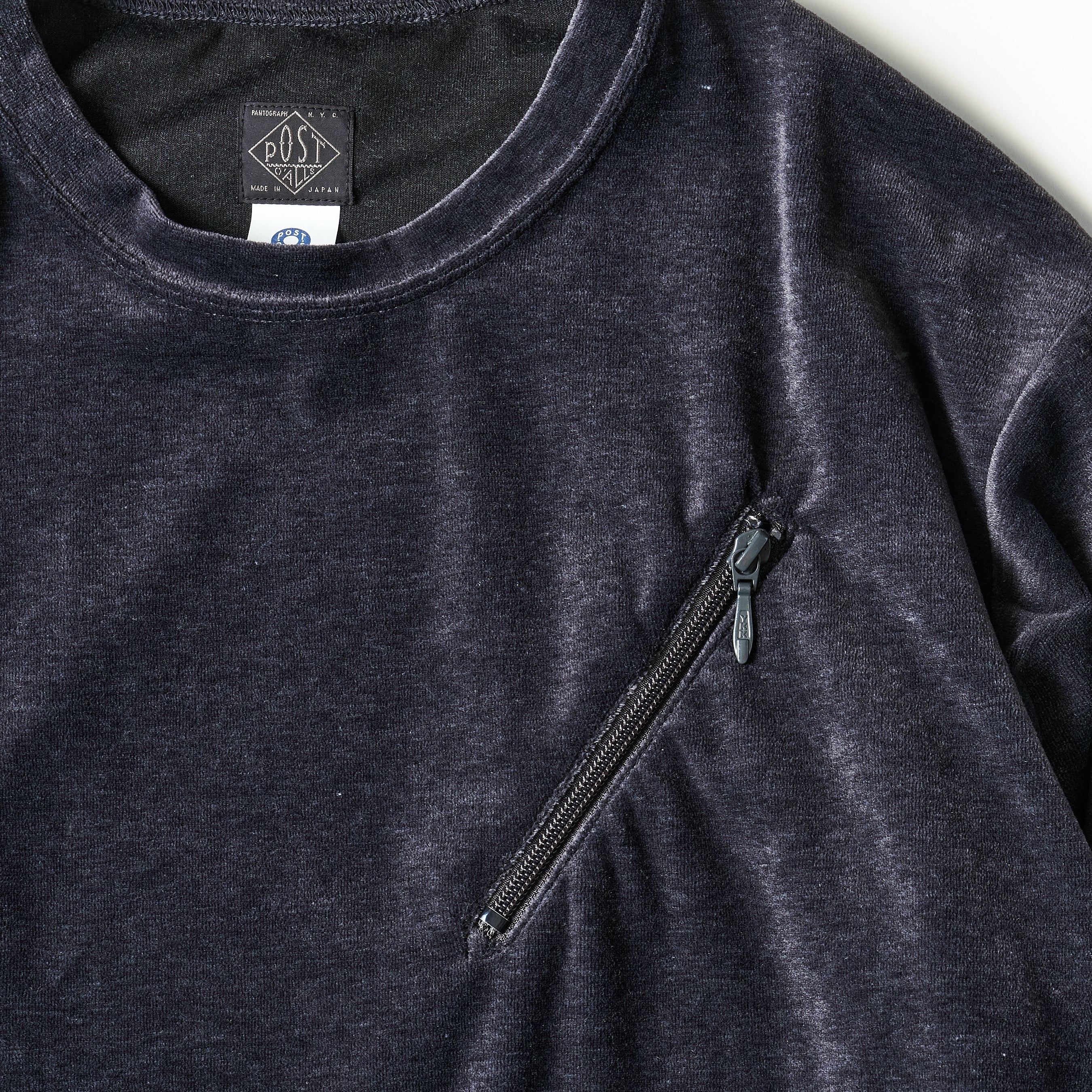 #3612-V1 E-Z Long Sleeve Tee 2 : poly/cotton velour blue grey