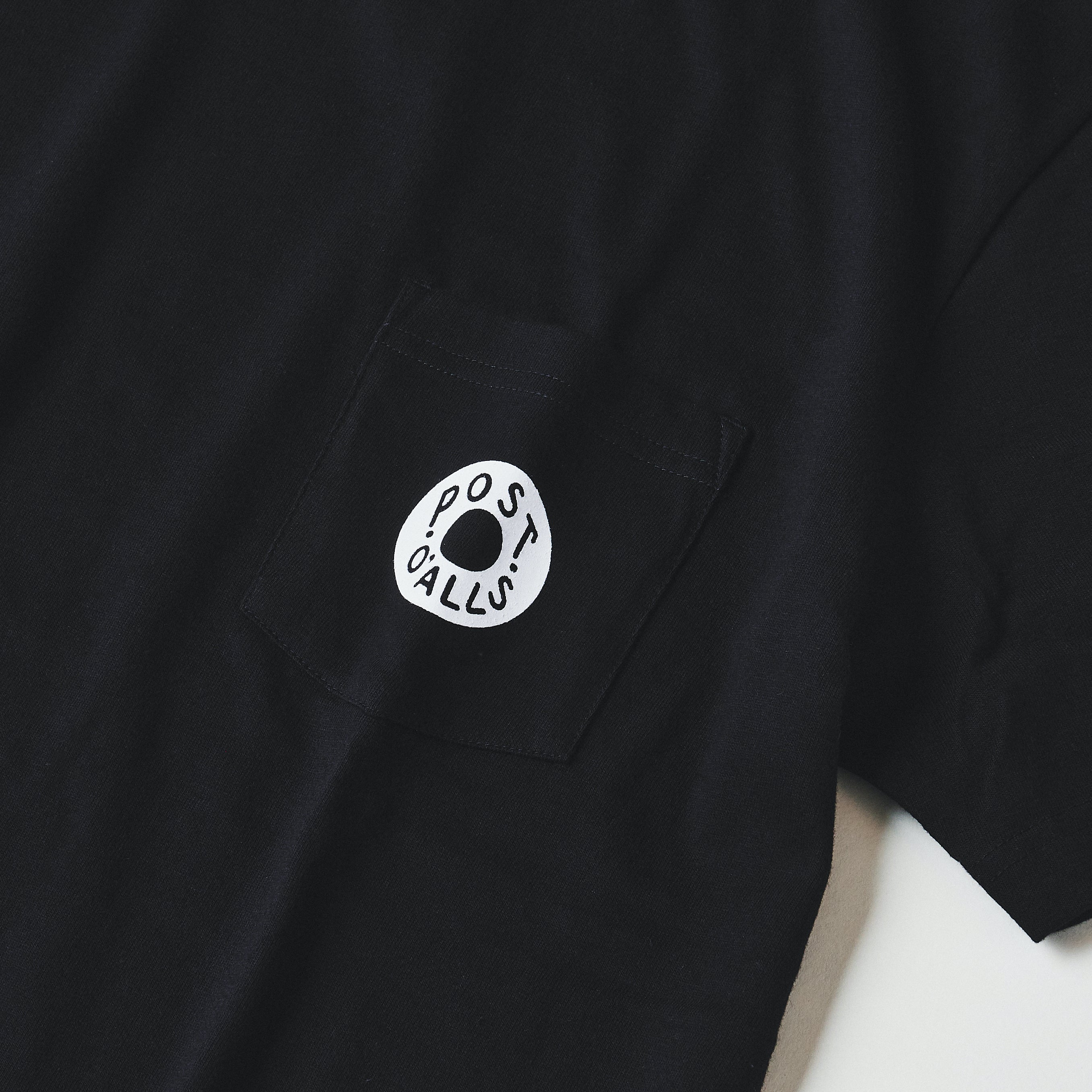 #3005 ESS pocket tee : cotton jersey black white print (Shop Special)