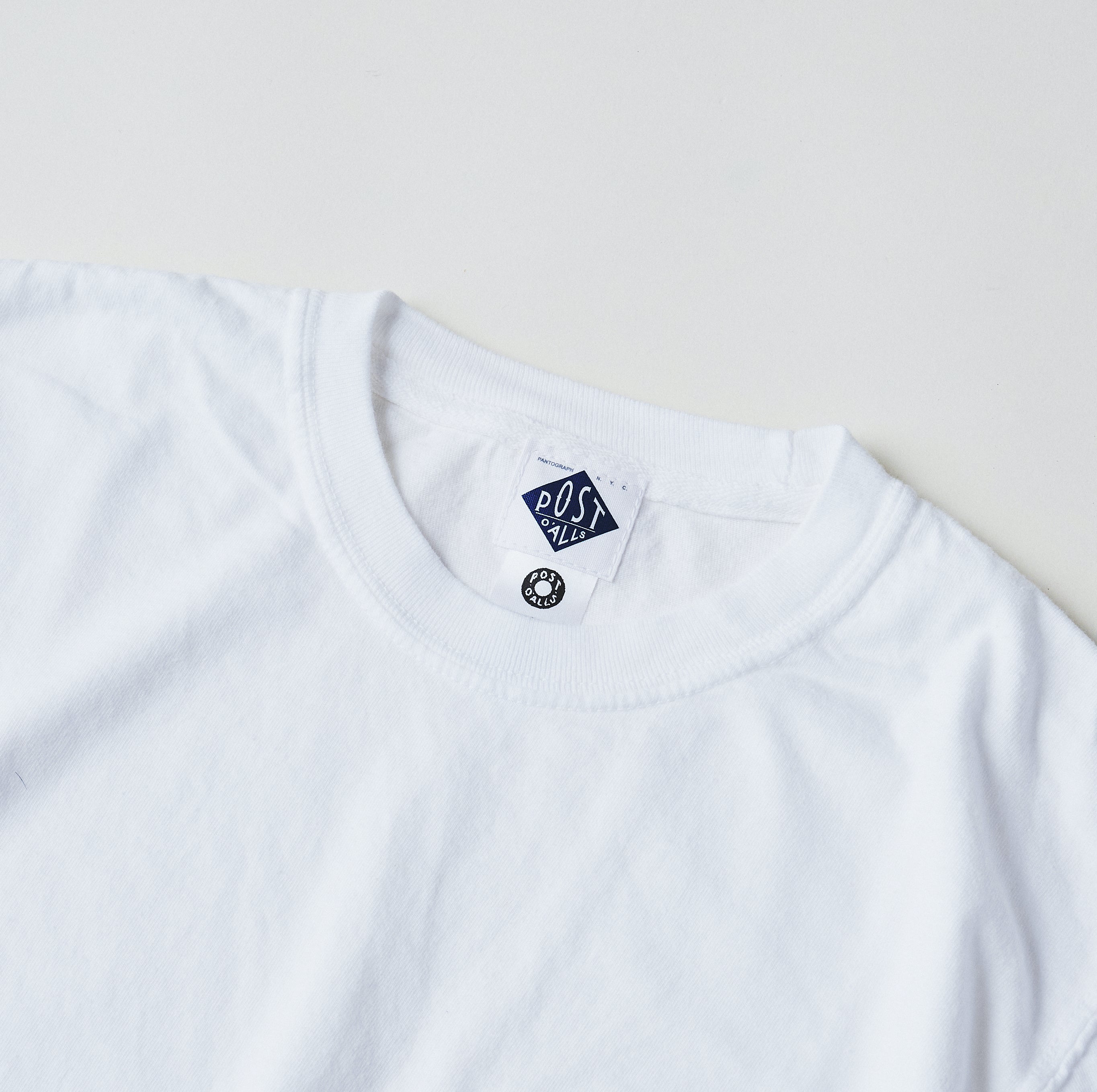 #3004 I like POST pocket Tee : pigment dyed cotton jersey white/grey print (Shop Special)