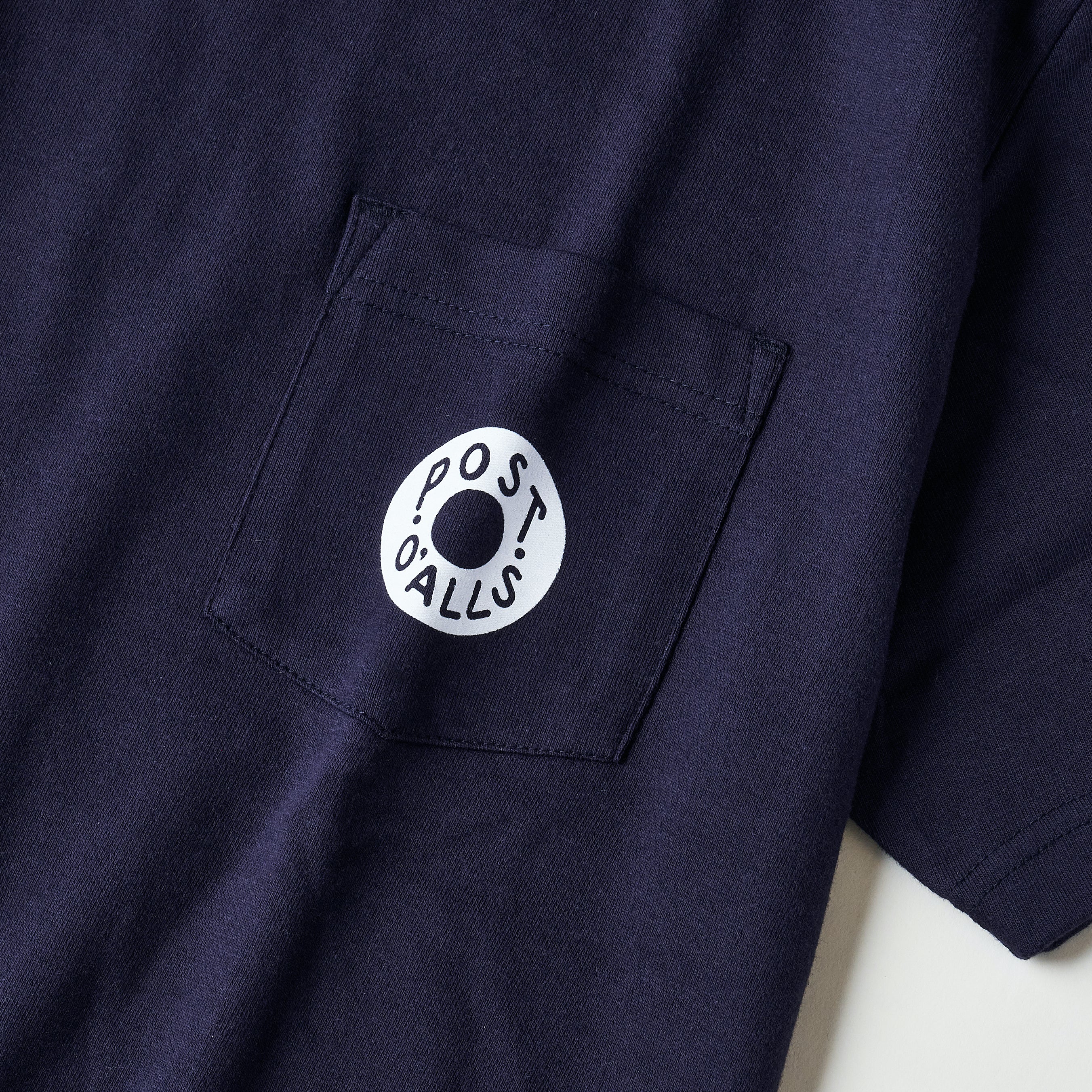 #3005 ESS pocket tee : cotton jersey navy white print (Shop Special)