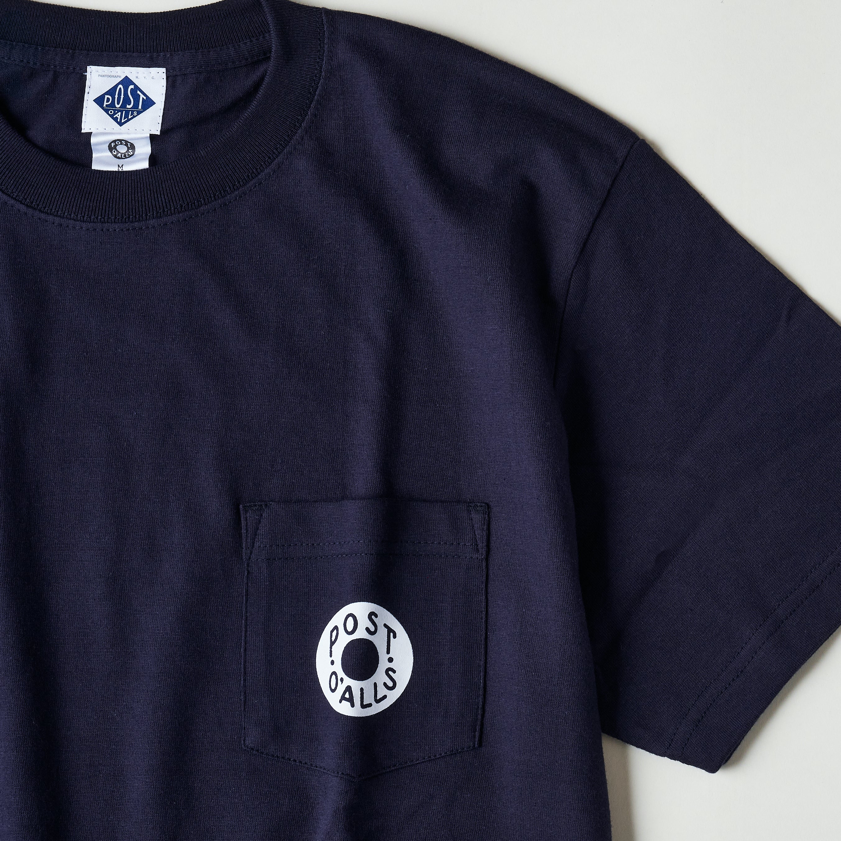 #3005 ESS pocket tee : cotton jersey navy white print (Shop Special)