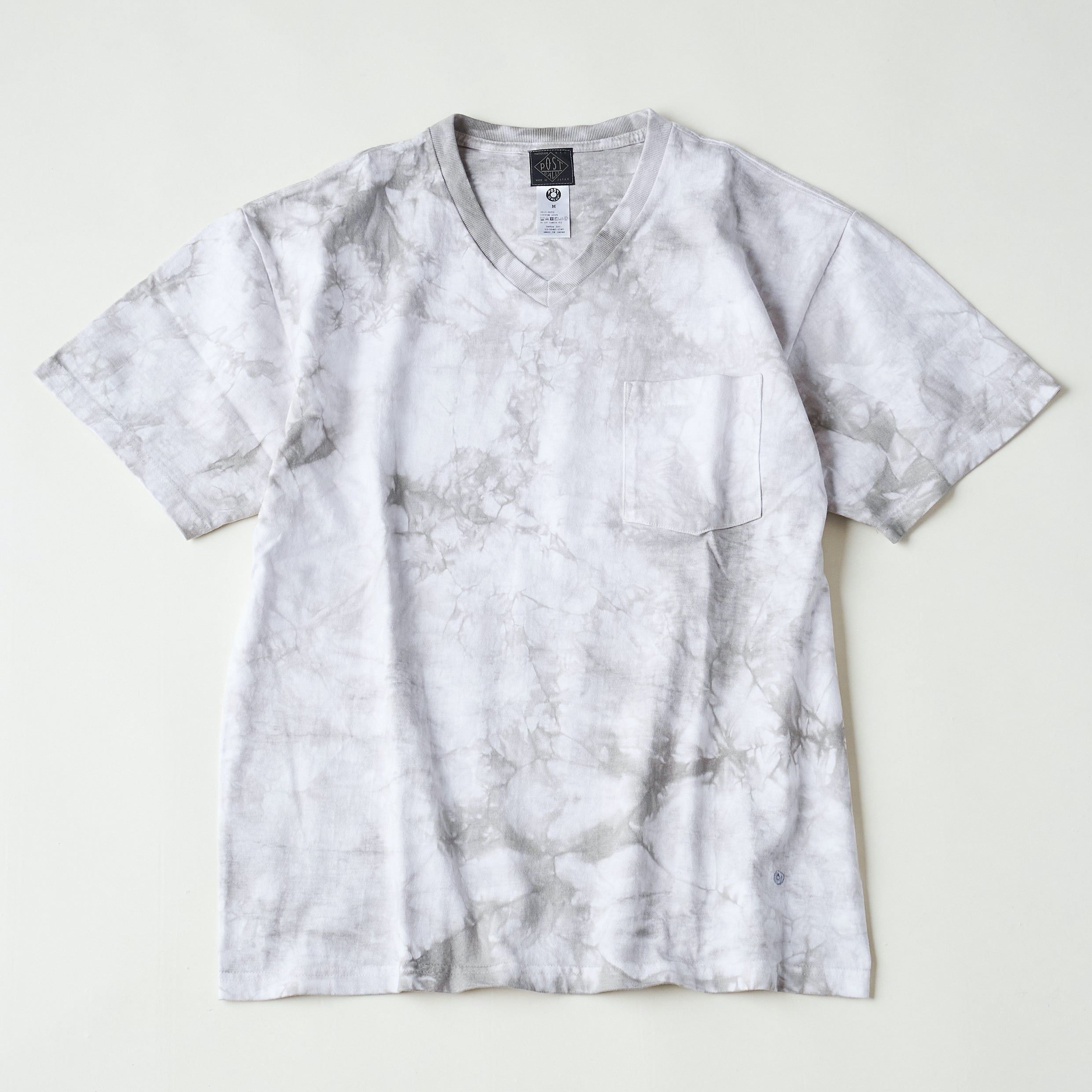 #3615 V Pocket Tee HJT2 : heavyeight jersey white x grey tie dye