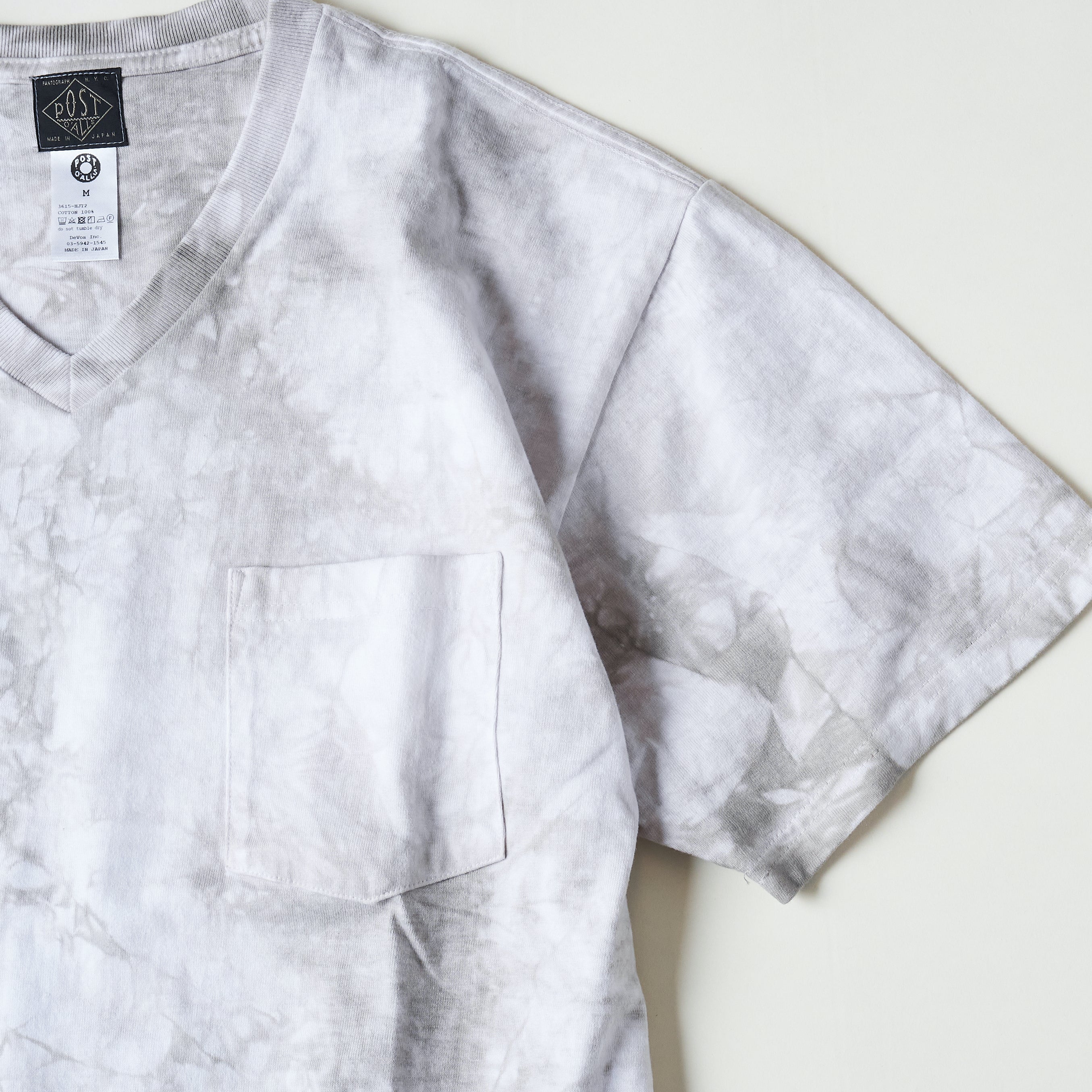 #3615 V Pocket Tee HJT2 : heavyeight jersey white x grey tie dye