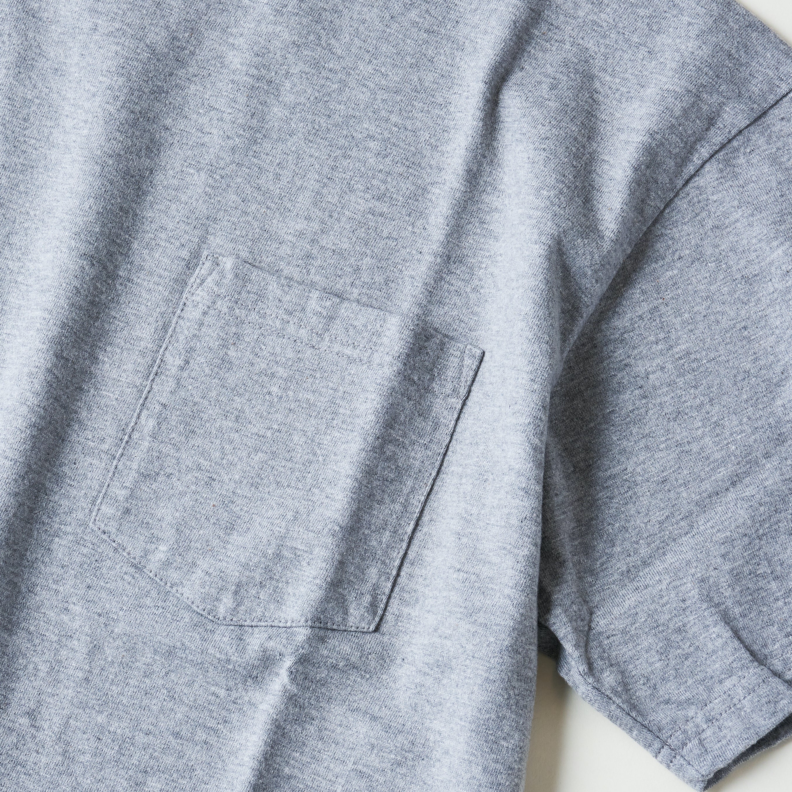 #3614 Crew Pocket T HJH : heavy wt. jersey grey heather