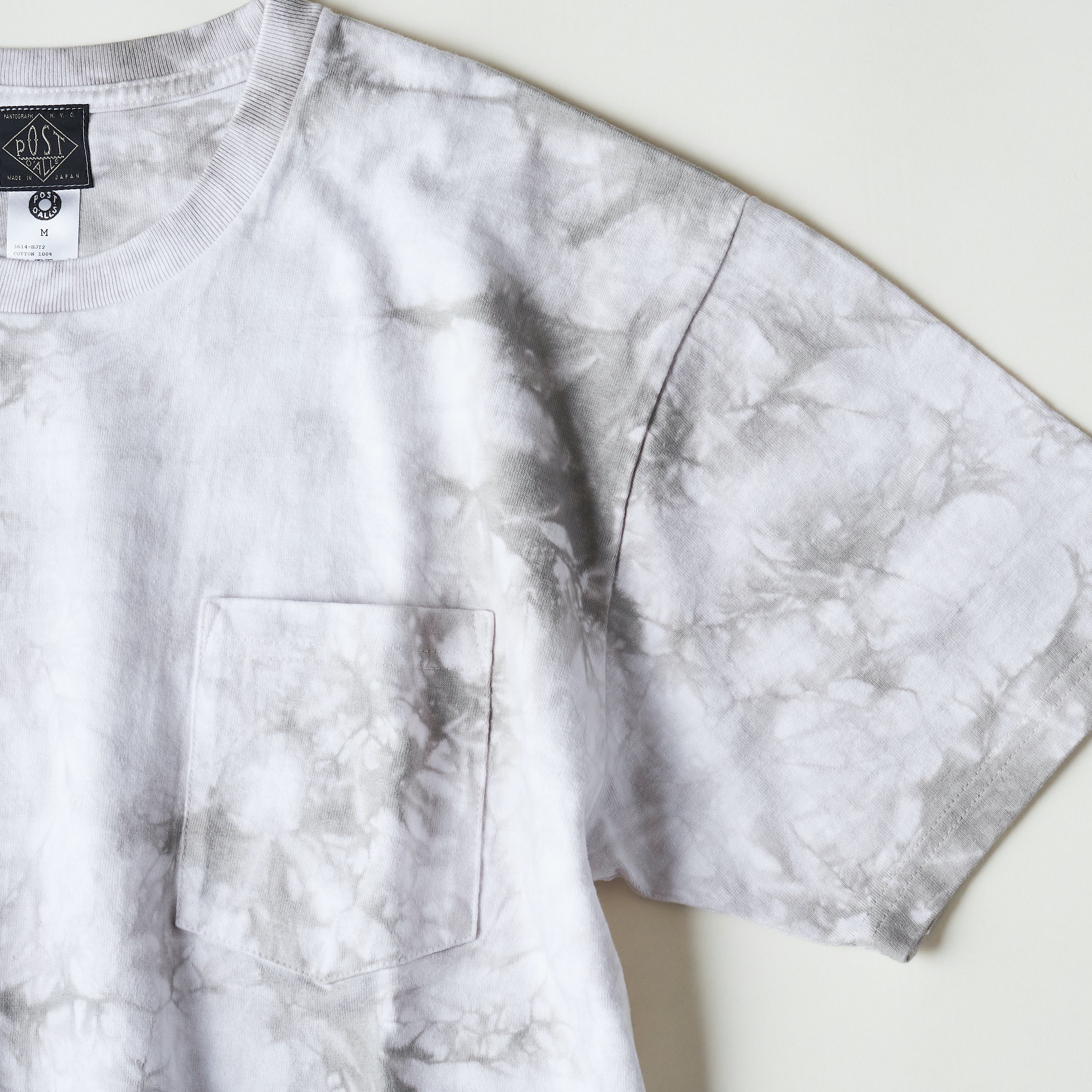 #3614 Crew Pocket T HJT2 : heavy wt. jersey white x grey tie dye