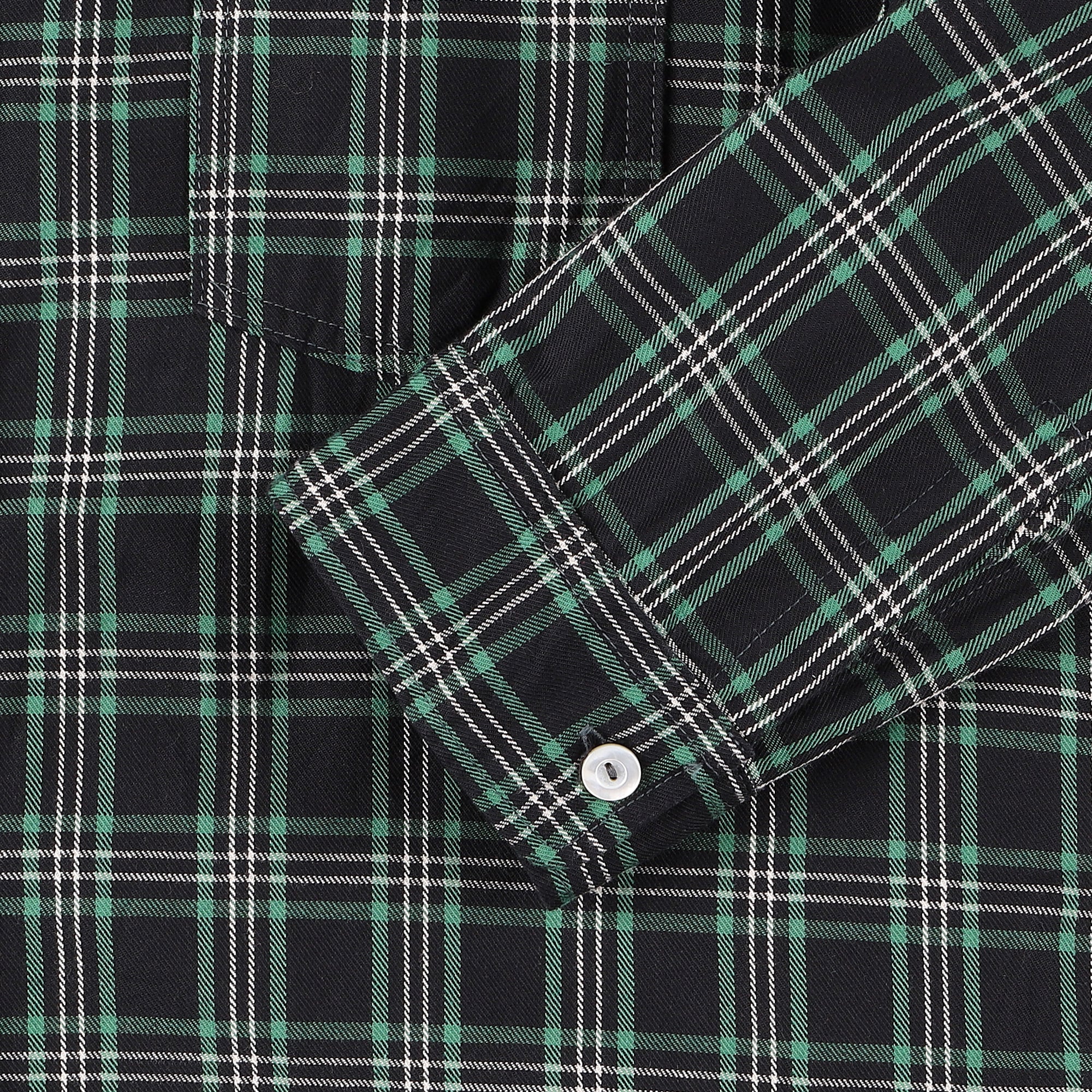 #2216 The POST III-R-W PT : plaid twill black/green/white