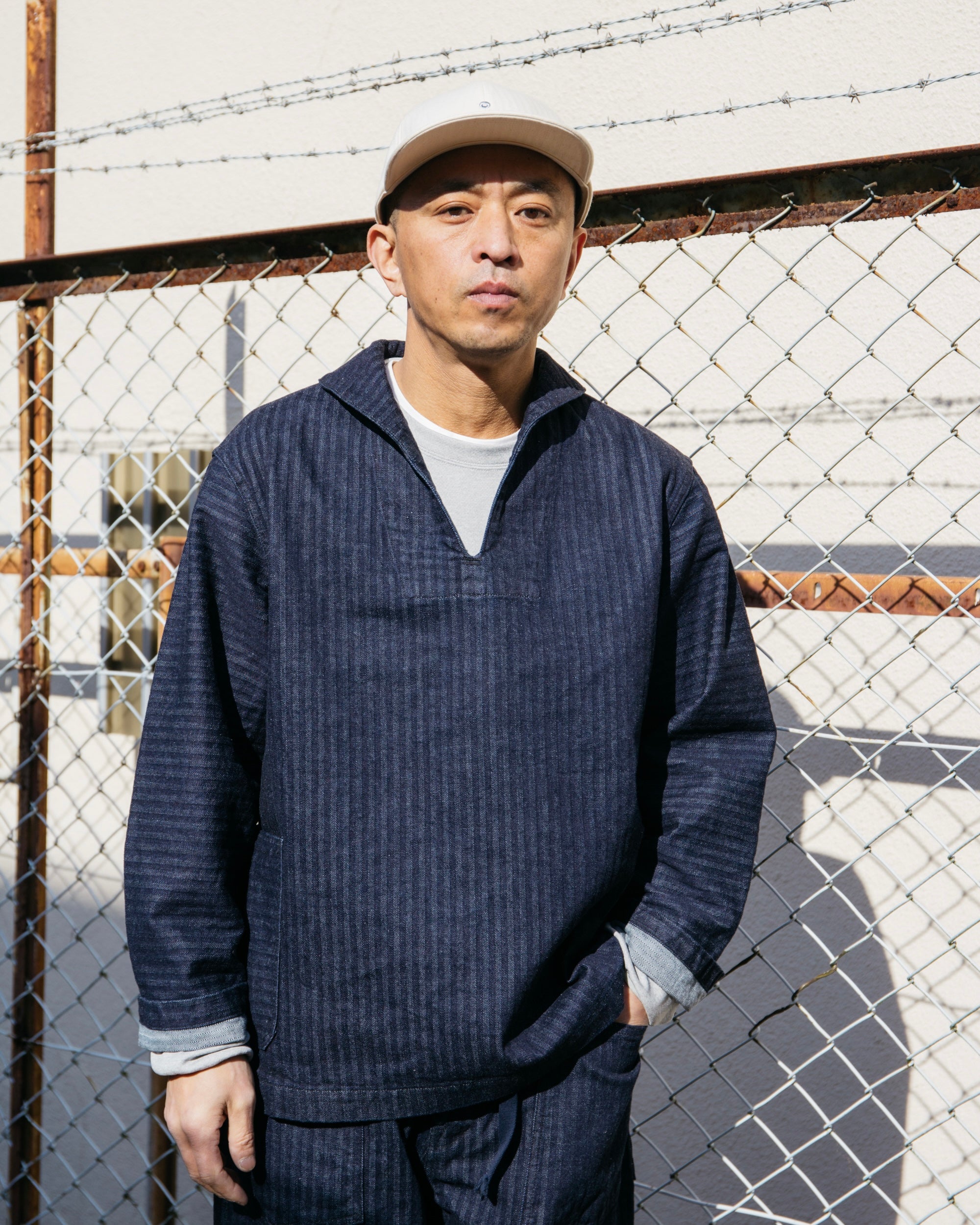 #3212 NAVY-BLU Jumper HBDI : herringbone denim indigo