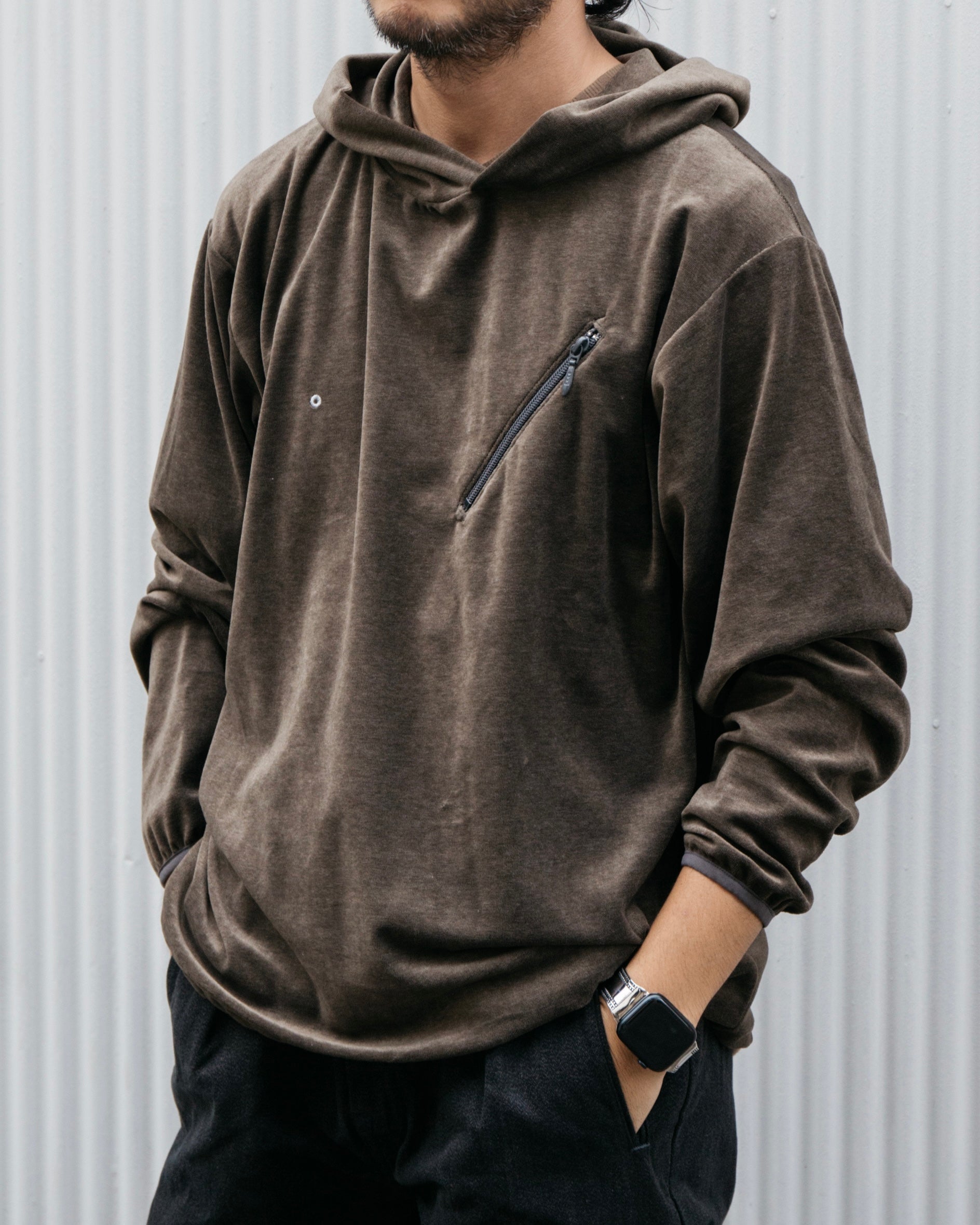 #3613-V2 E-Z Hoodie LLC 2 : poly/cotton velour moss