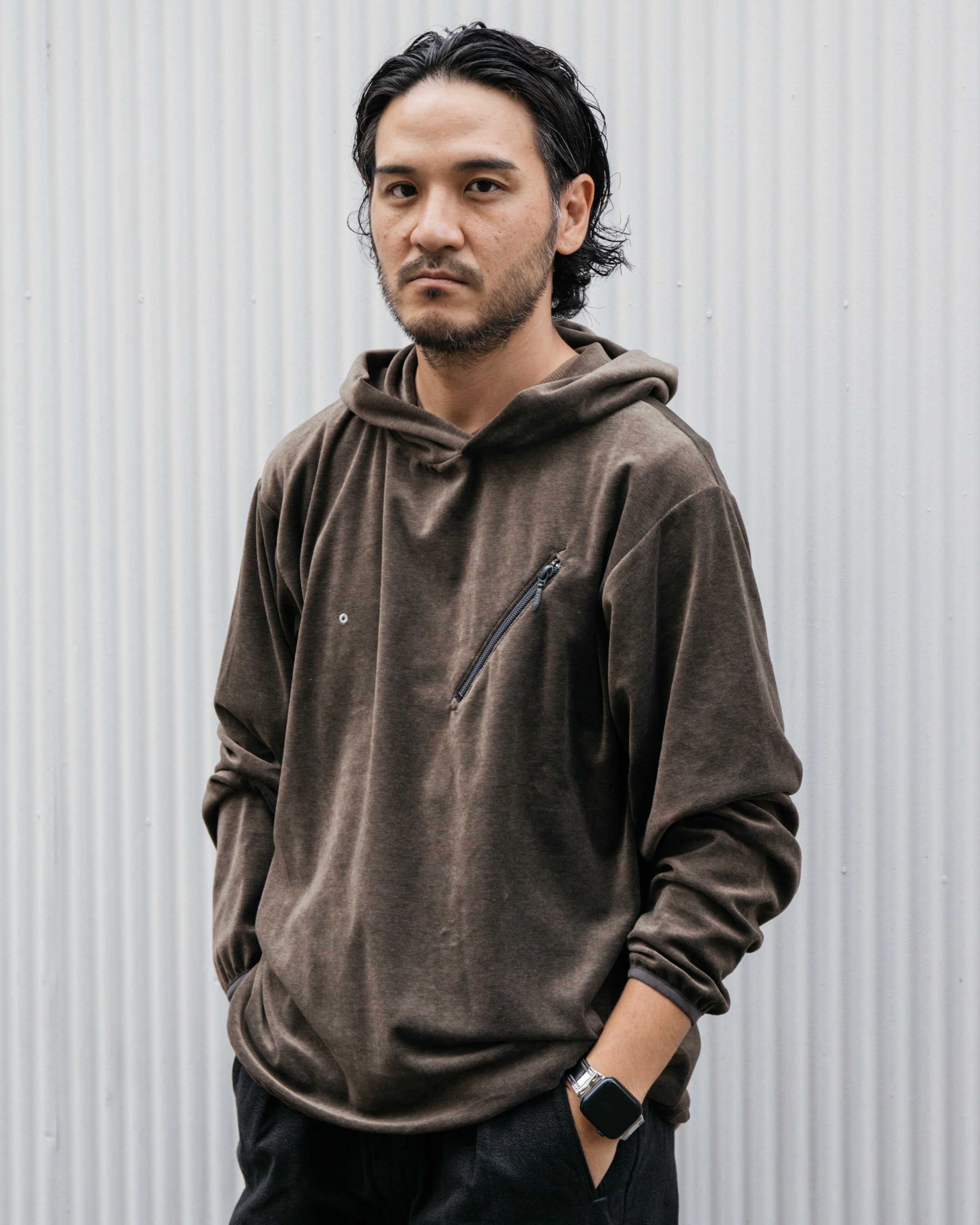 #3613-V2 E-Z Hoodie LLC 2 : poly/cotton velour moss