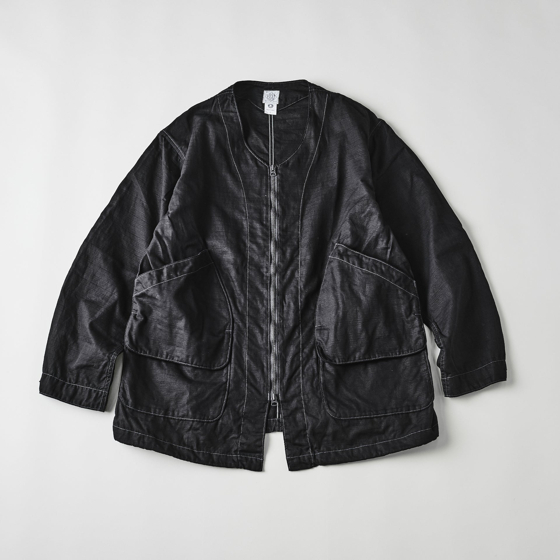 #3115-RBL DEE V : ribby twill black