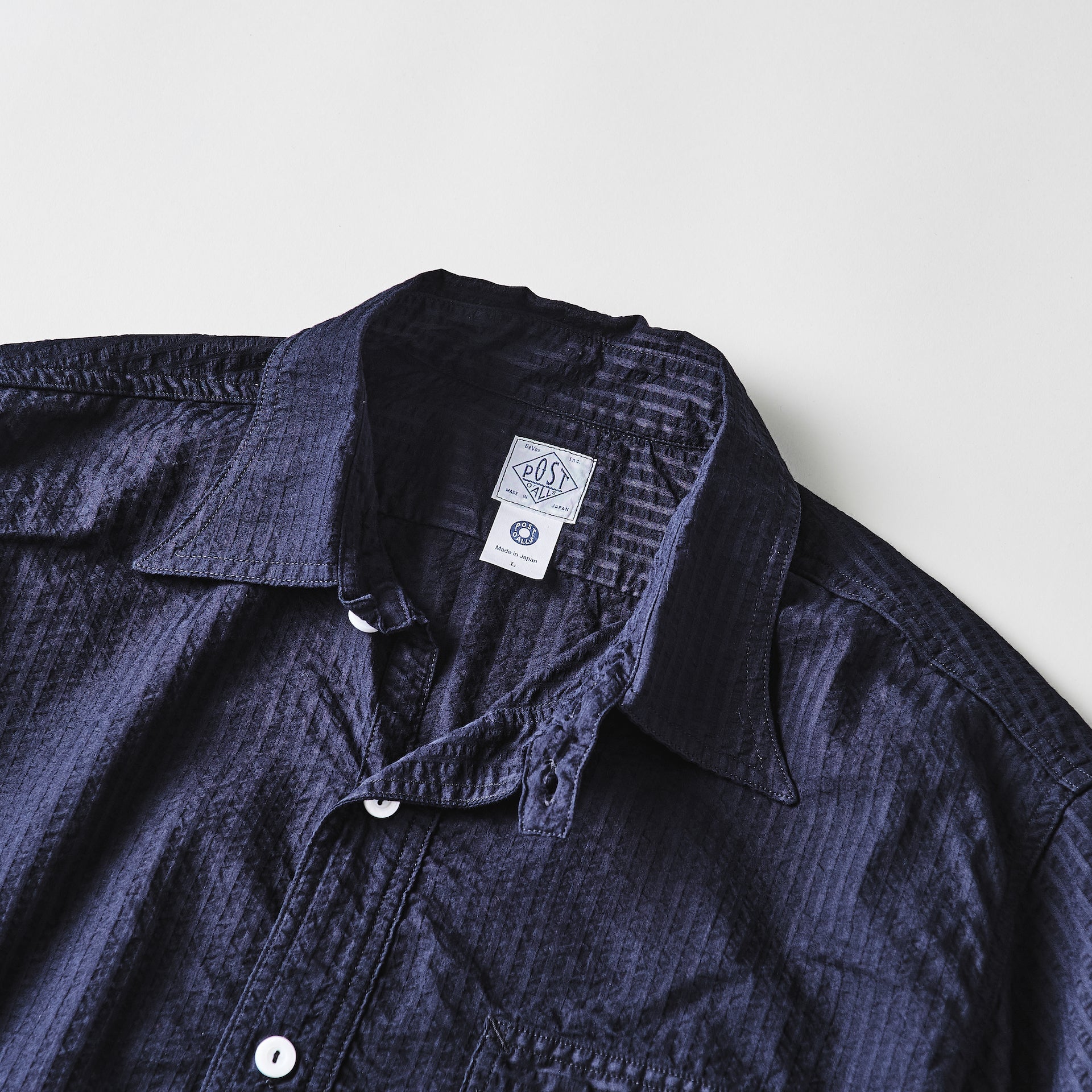 #3213S-SN NAVY CUT S/S : seersucker navy