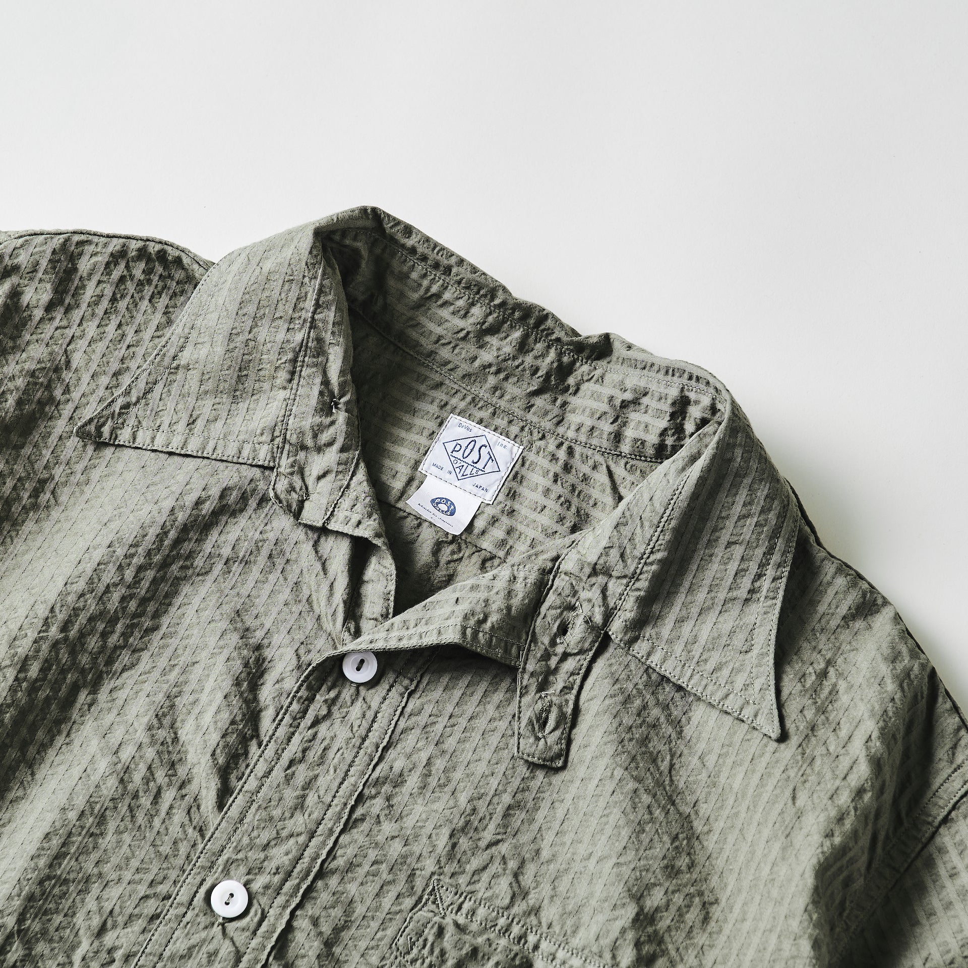 #3213S-SO NAVY CUT S/S : seersucker olive
