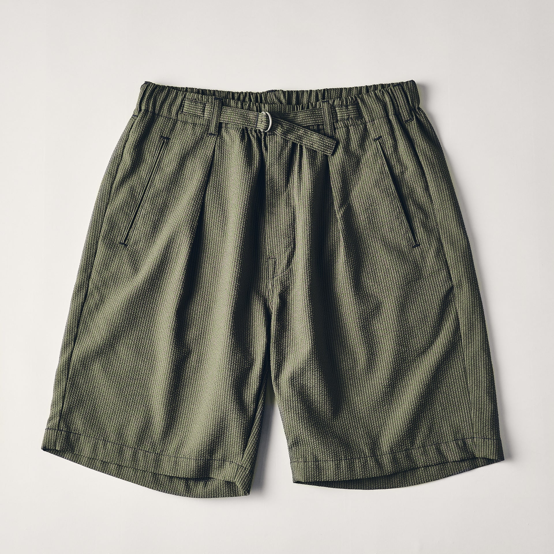 #3315S-PSO EZ Lax 4 Shorts : poly seersucker olive