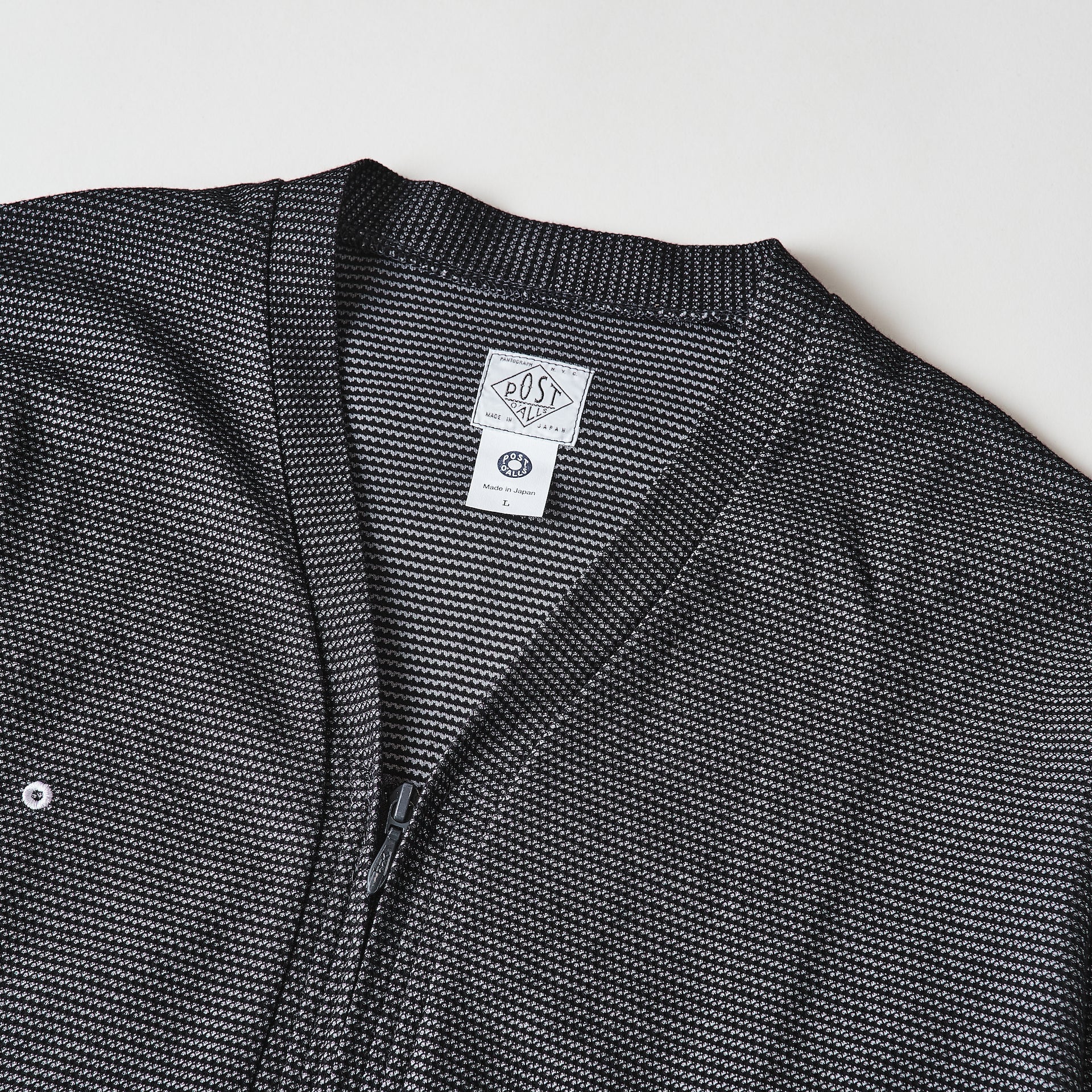 #3609-GBP E-Z Zip Cardigan : honeycomb pique grey border