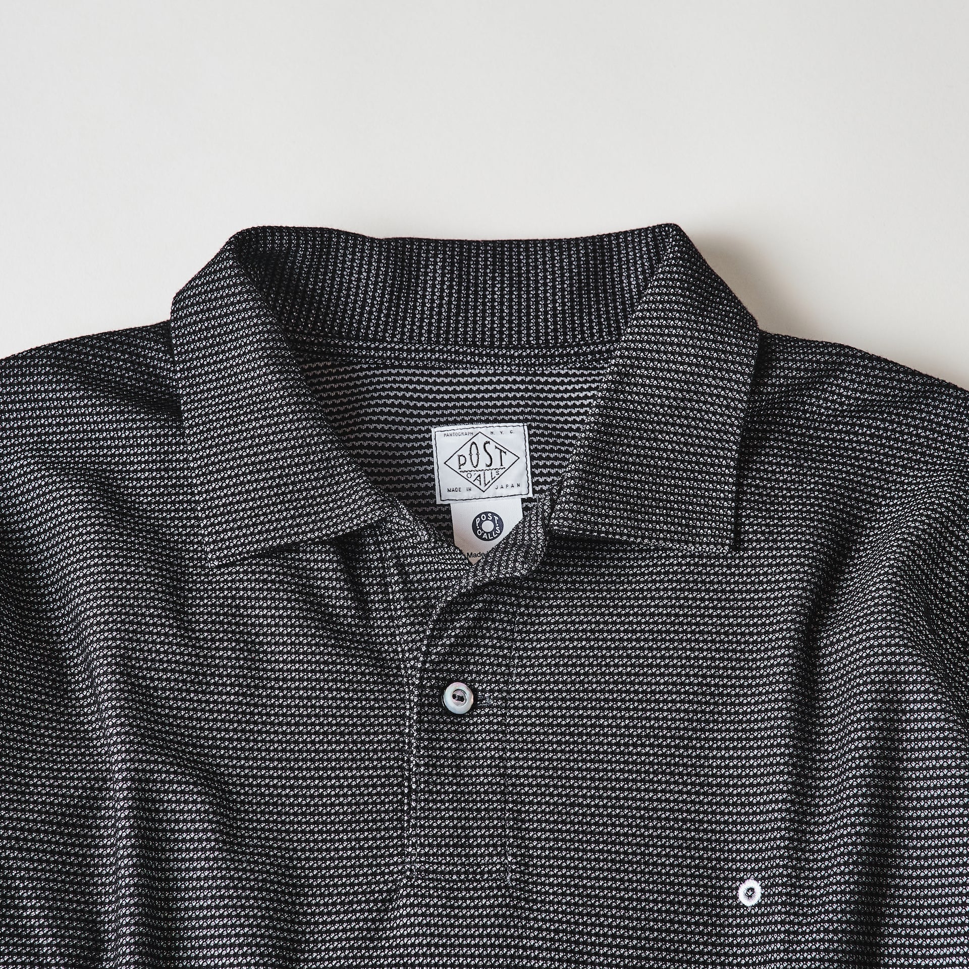 #3619-GBP POST Polo : honeycomb pique grey border