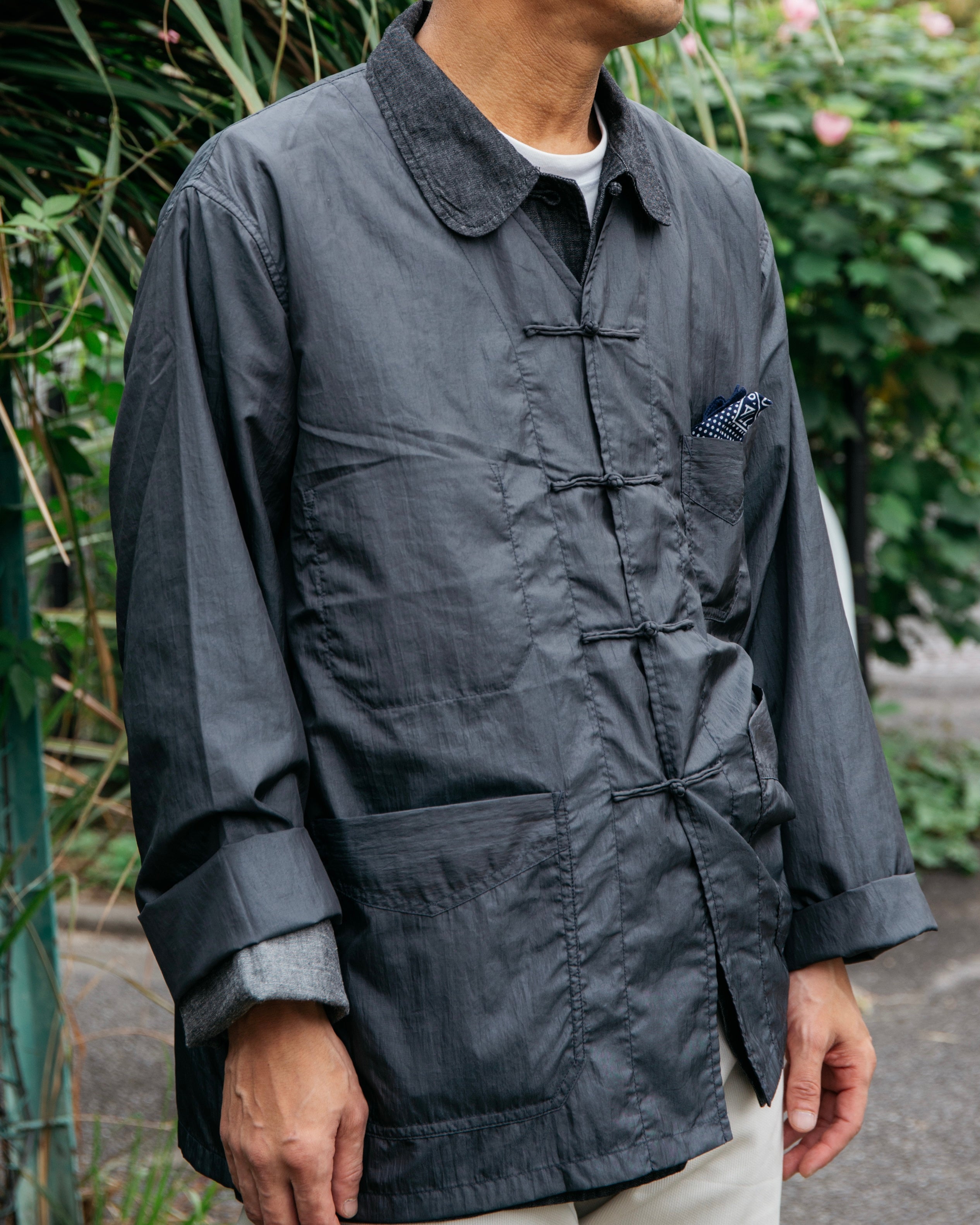 #3109-CT1 POST Chinois DV : crinkle nylon taffeta charcoal
