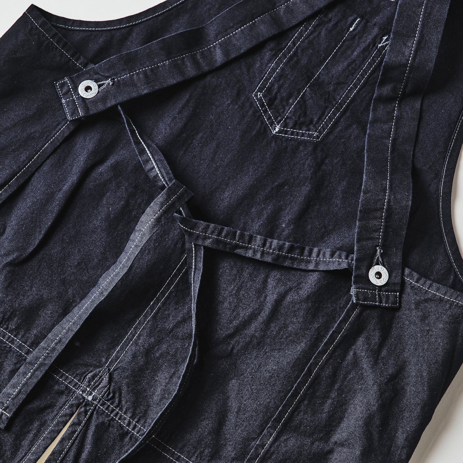 #3801R-VSI POST Apron #1R : vintage sheeting indigo