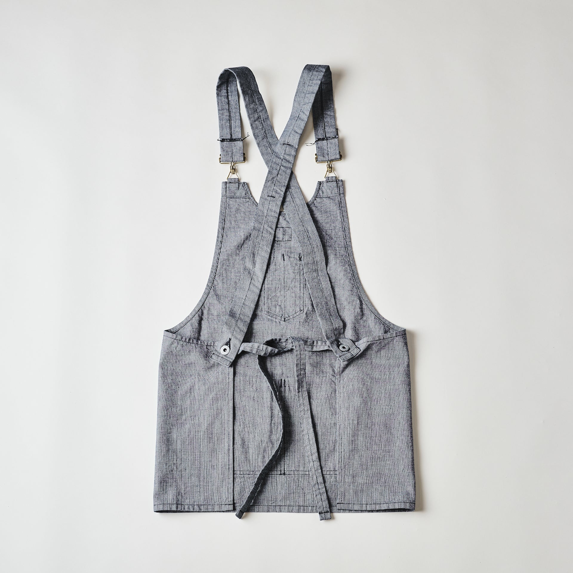 #3802R-VP POST Apron #2R : vintage pincheck indigo