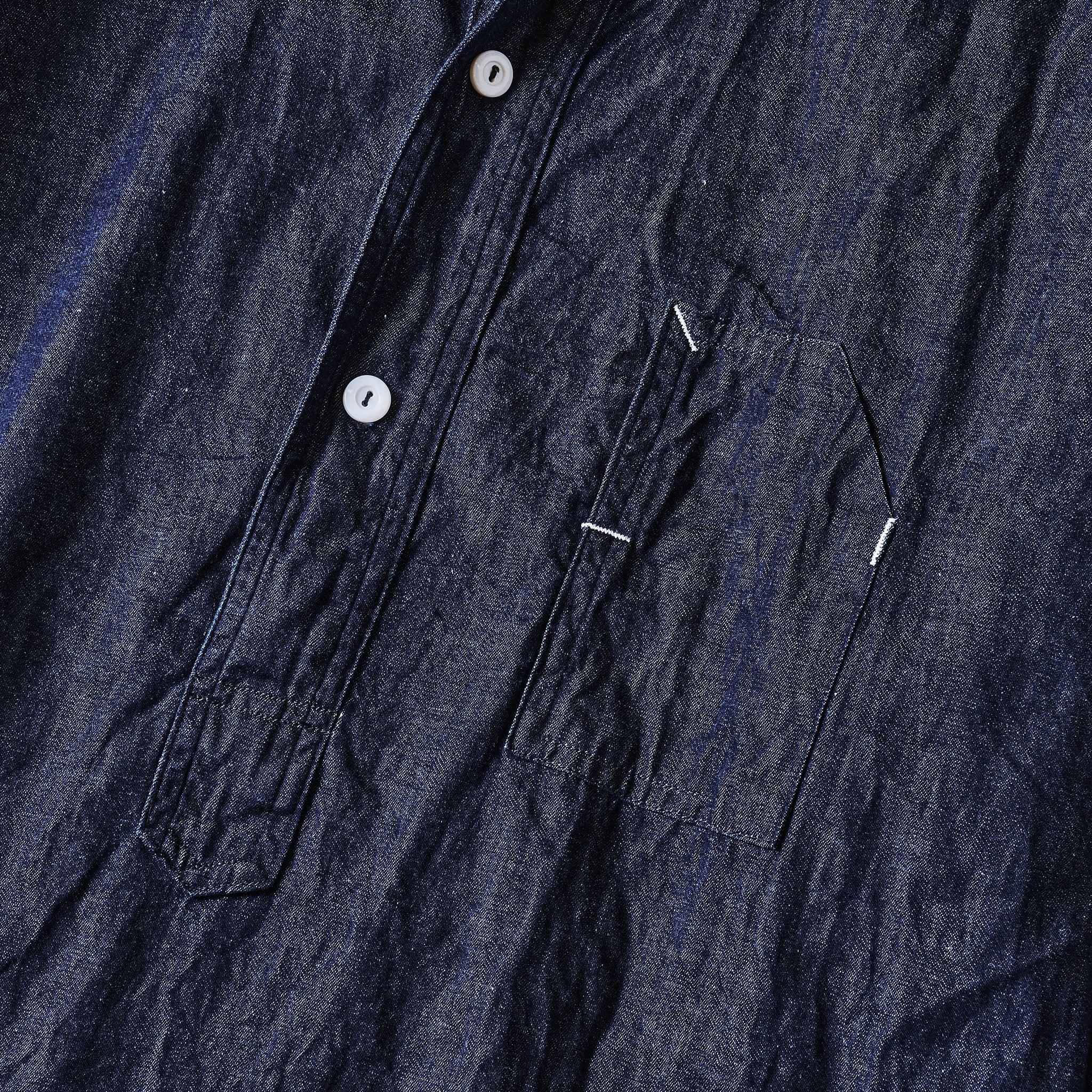 #1203-LDI Band collar shirt : light denim indigo (23FW)
