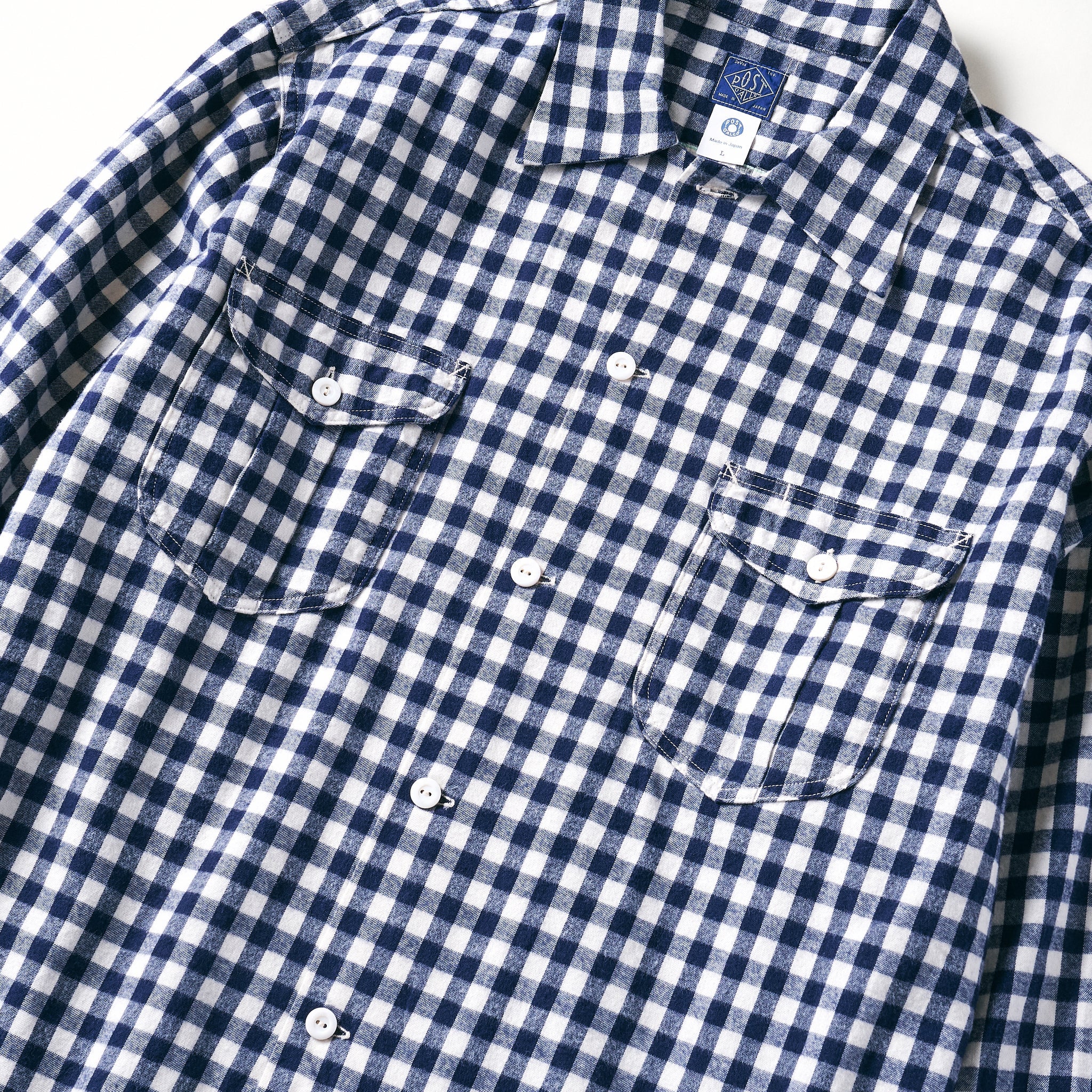 #1208-FBN New Shirt : flannel block check navy