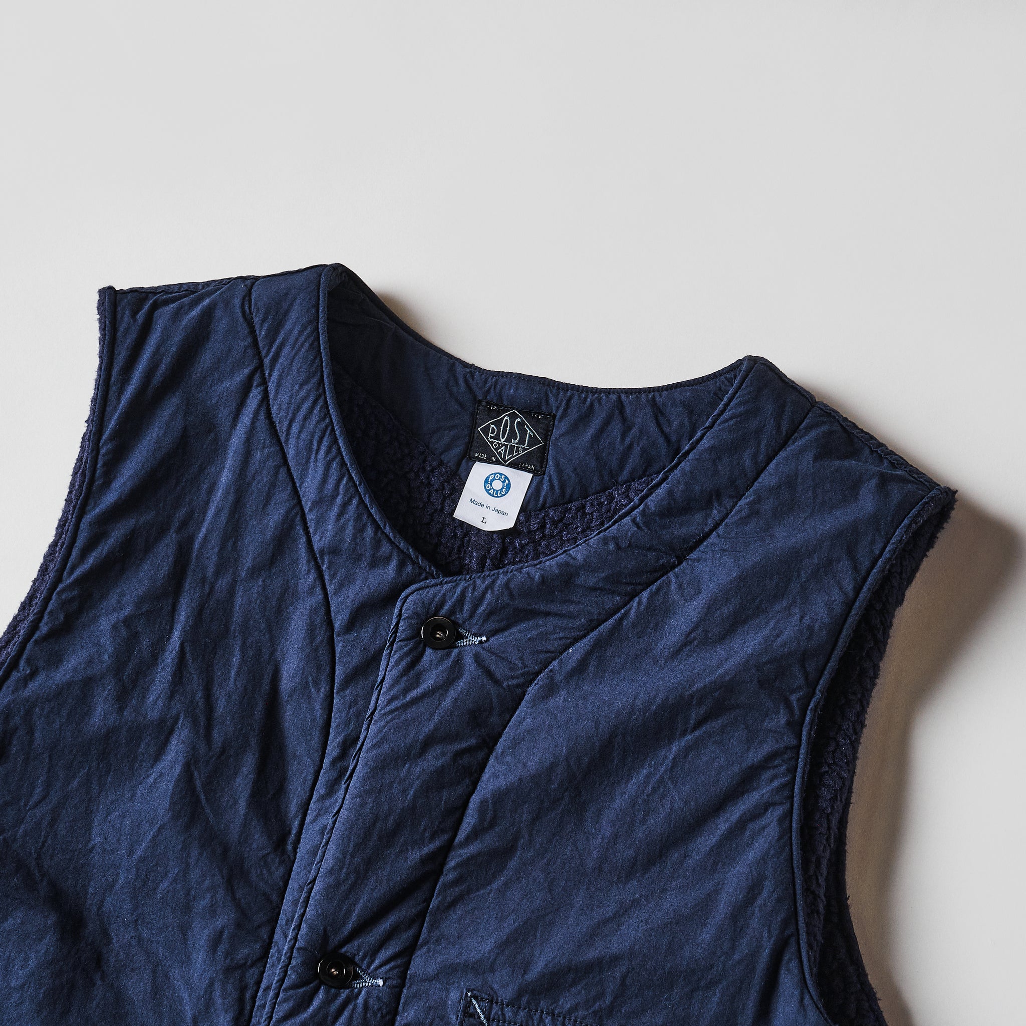#1501-CPN 1 Pocket Vest (Fleece Lined) : cotton typewriter cloth x Polar Tech Sherpa navy