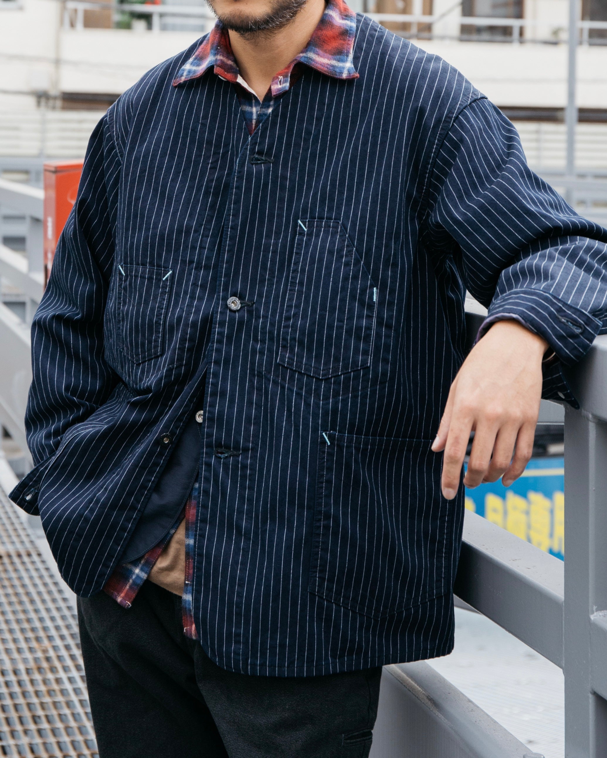 #3111DV-GS De Luxe Railroader 2 DV : Gangster Stripe w/taffeta lining indigo