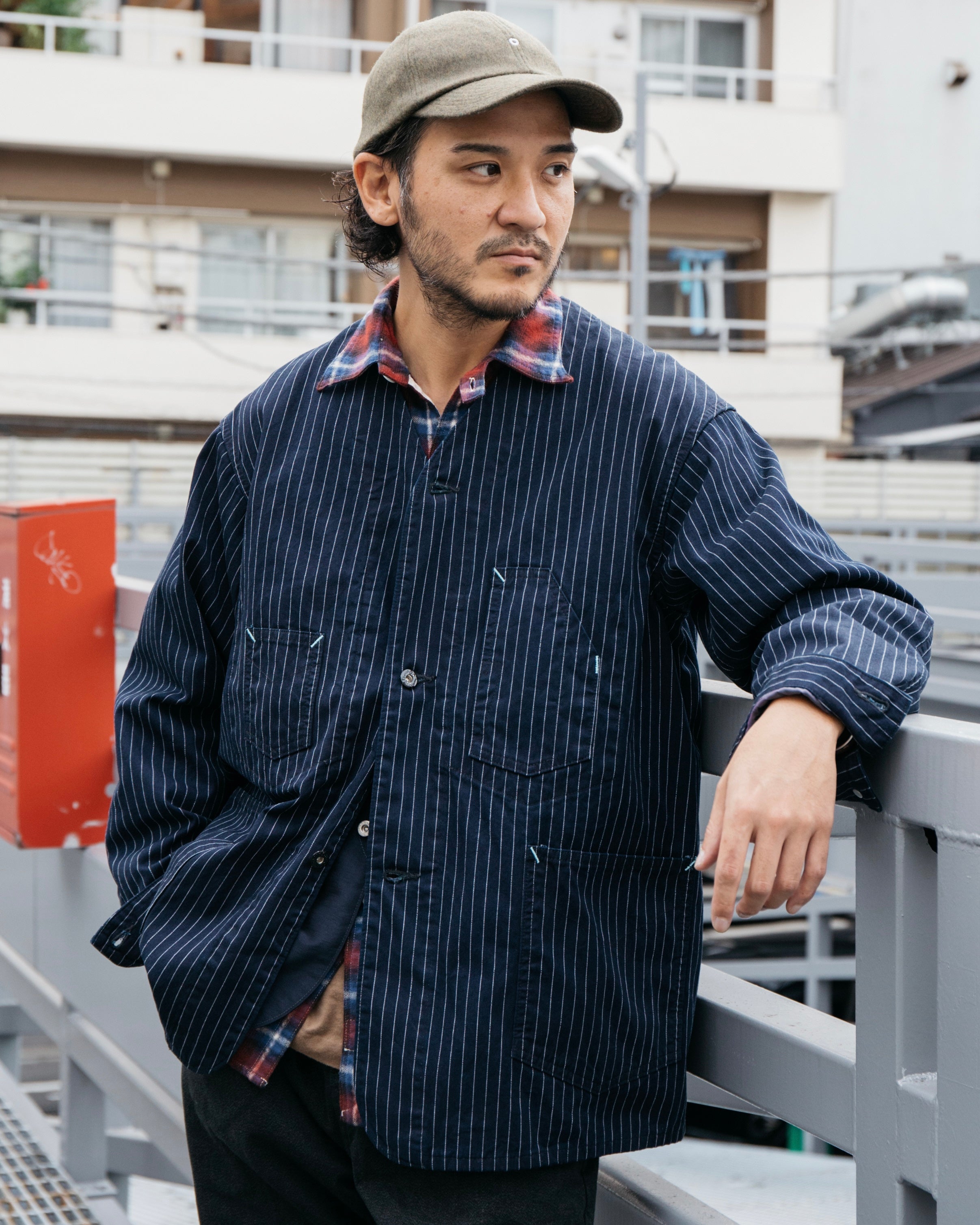 #3111DV-GS De Luxe Railroader 2 DV : Gangster Stripe w/taffeta lining indigo