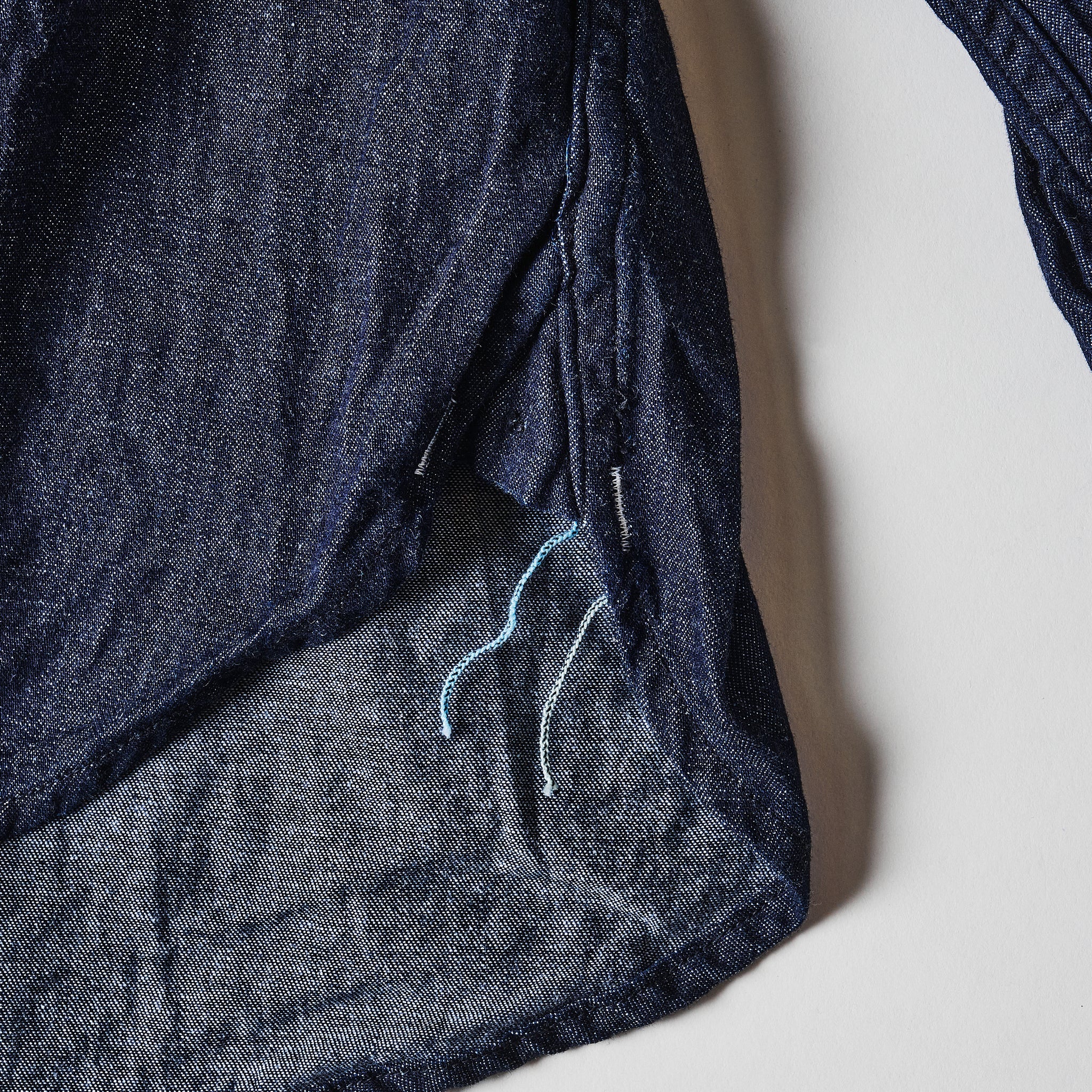 #1203-LDI Band collar shirt : light denim indigo (23FW)