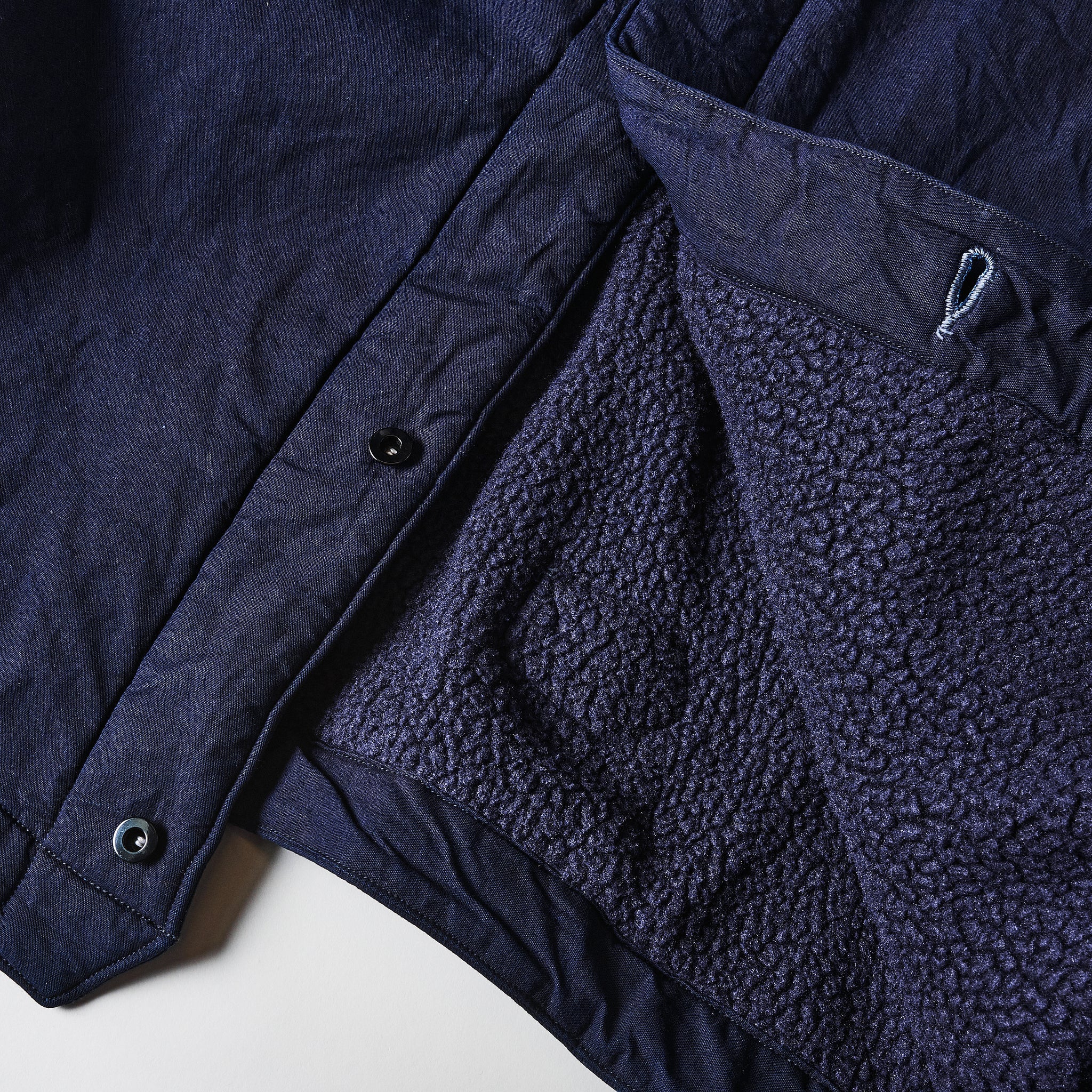 #1501-IS 1 Pocket Vest (Fleece Lined) : indigo sheeting x Polar Tech Sherpa