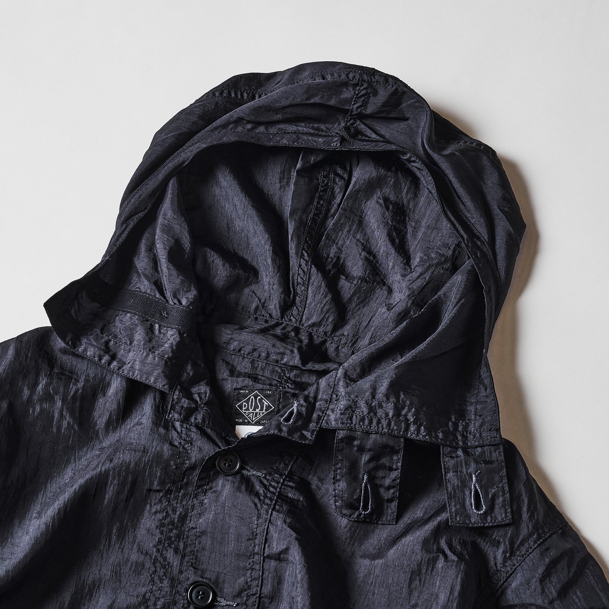 #1105-CTB NAVY Parka : crinkle nylon taffeta black