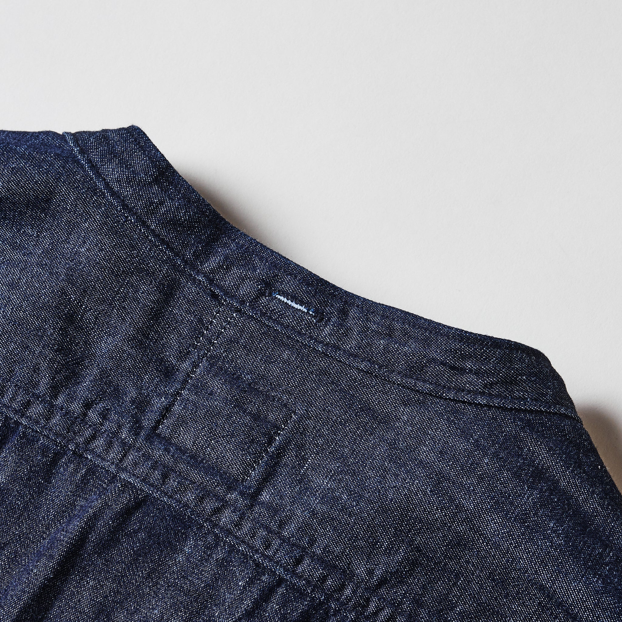 #1203-LDI Band collar shirt : light denim indigo (23FW)
