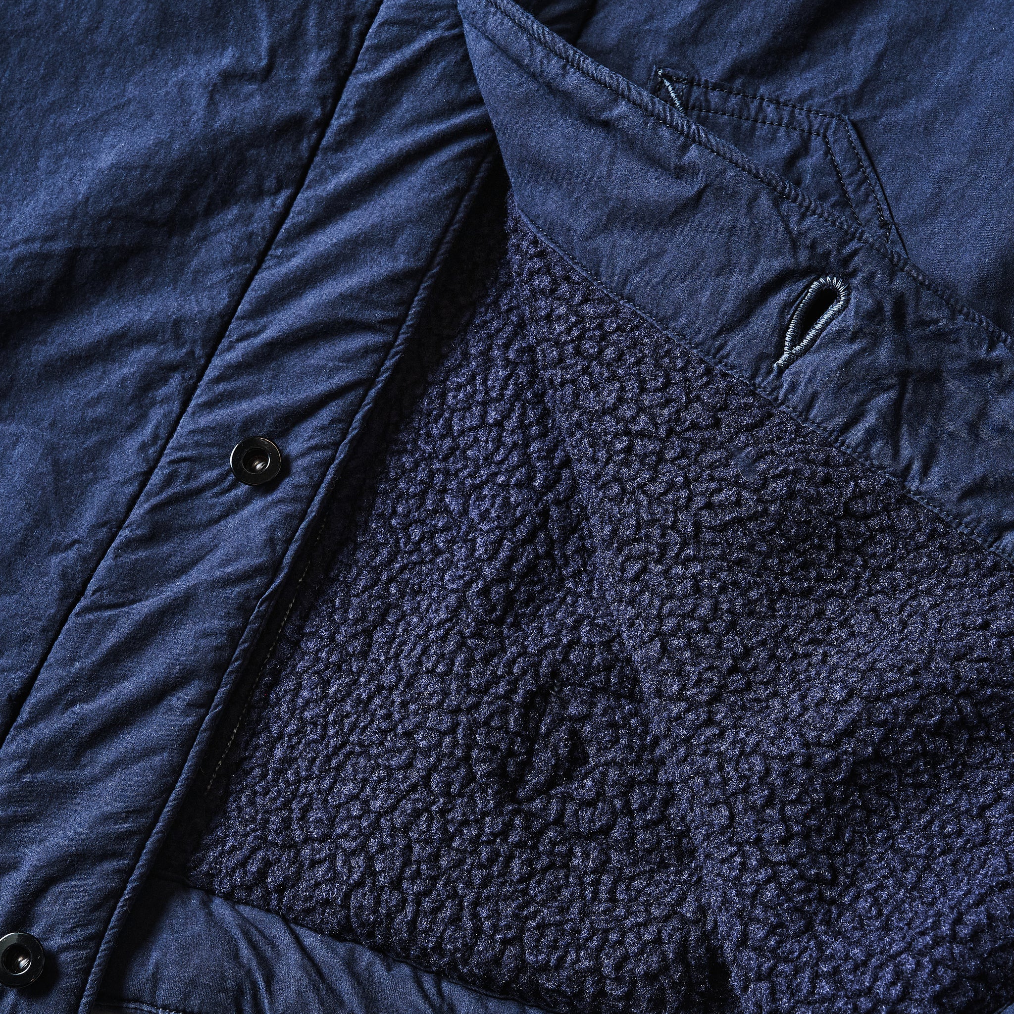 #1501-CPN 1 Pocket Vest (Fleece Lined) : cotton typewriter cloth x Polar Tech Sherpa navy