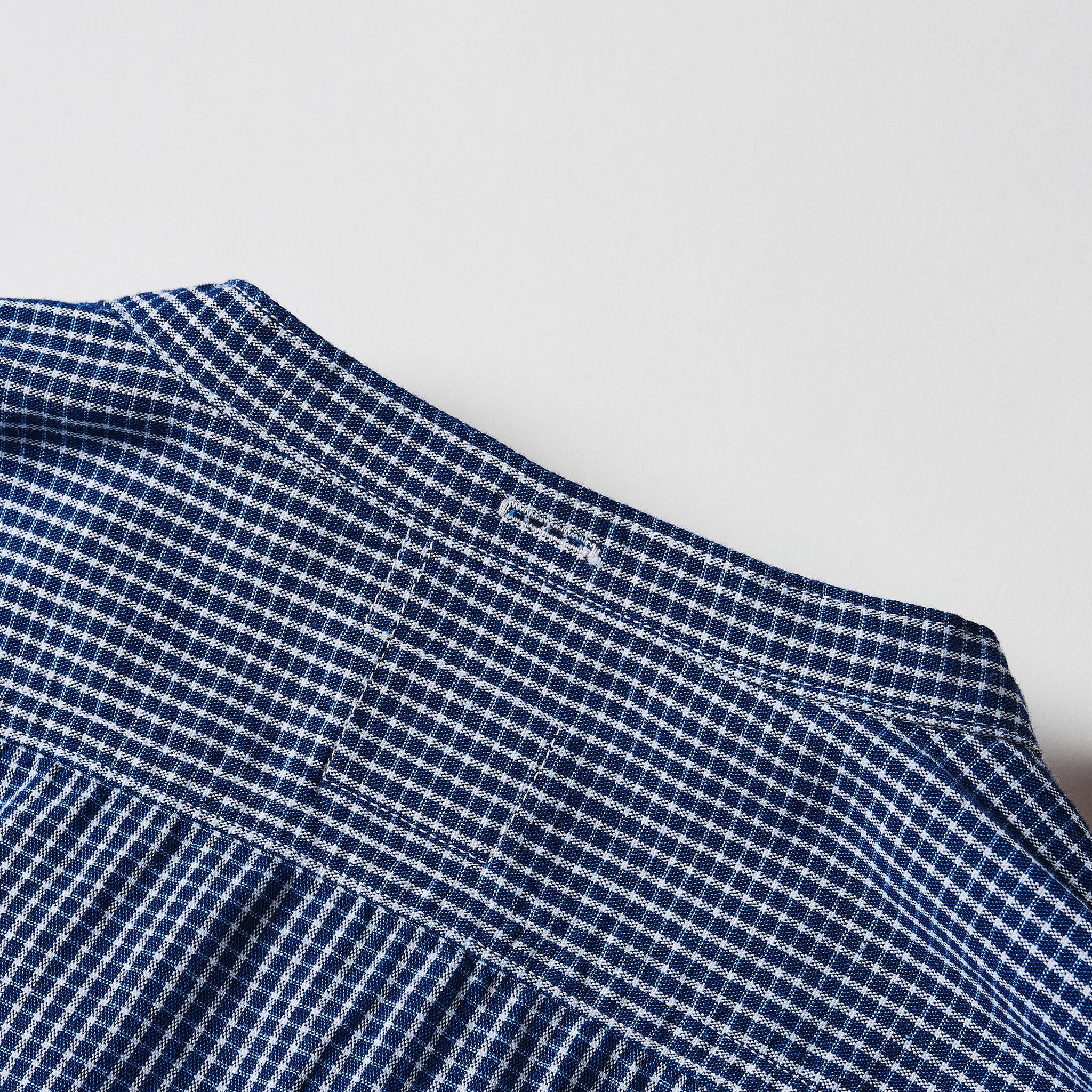 #1203-IC1 Band collar shirt : indigo check 1 (23FW)