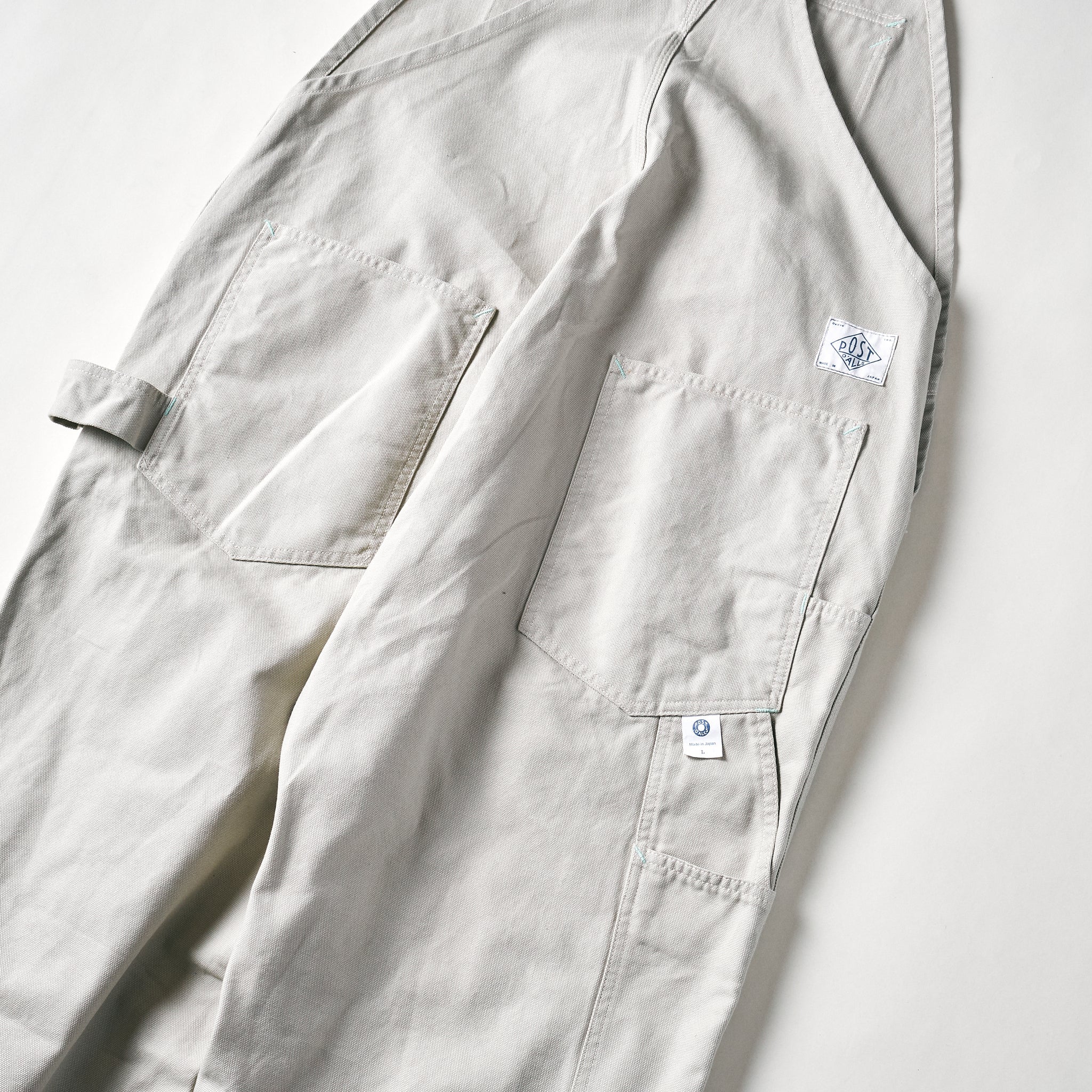 #1402-COS No.2 Overalls : cotton canvas stone