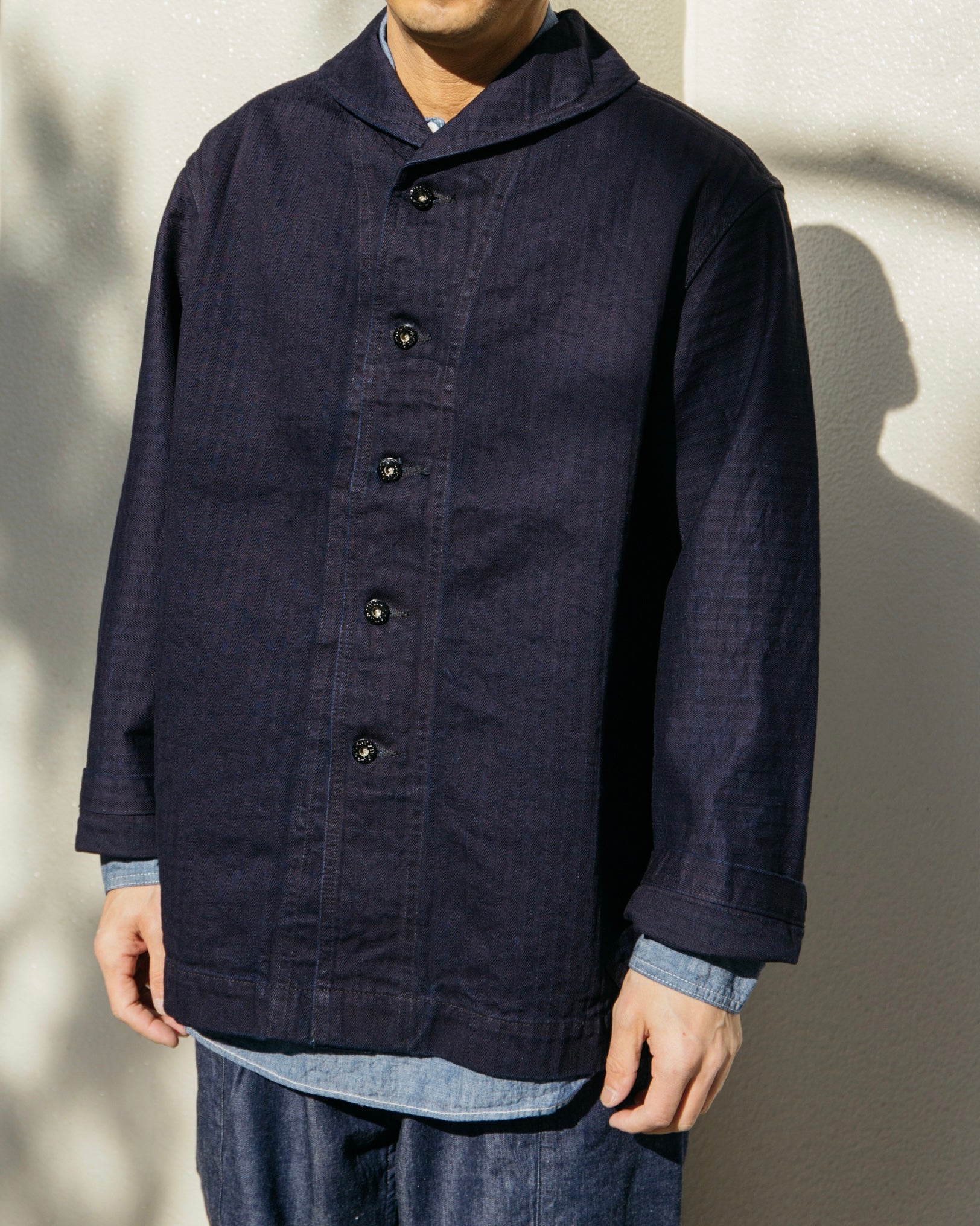 #2114R NAVY-BLU-R HBDN : herringbone denim navy