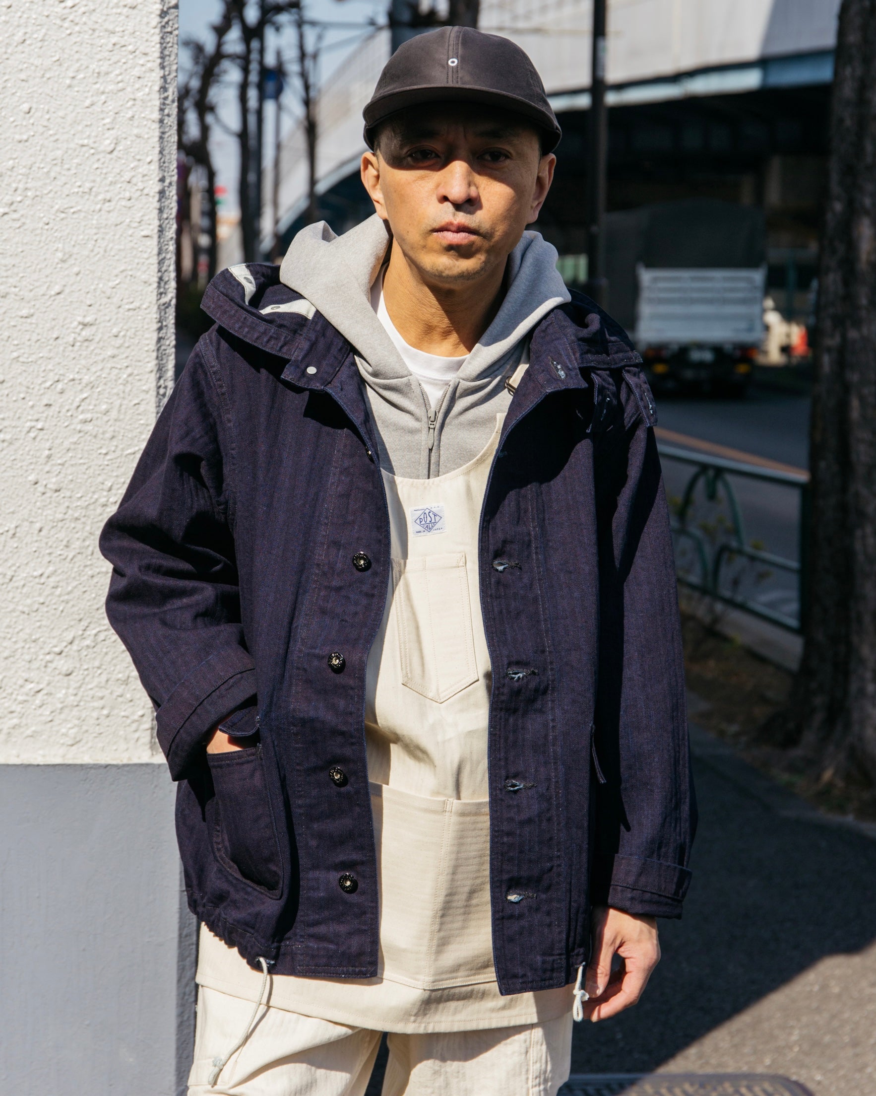 #1114R NAVY Parka 3-R HBDN : herringbone denim navy